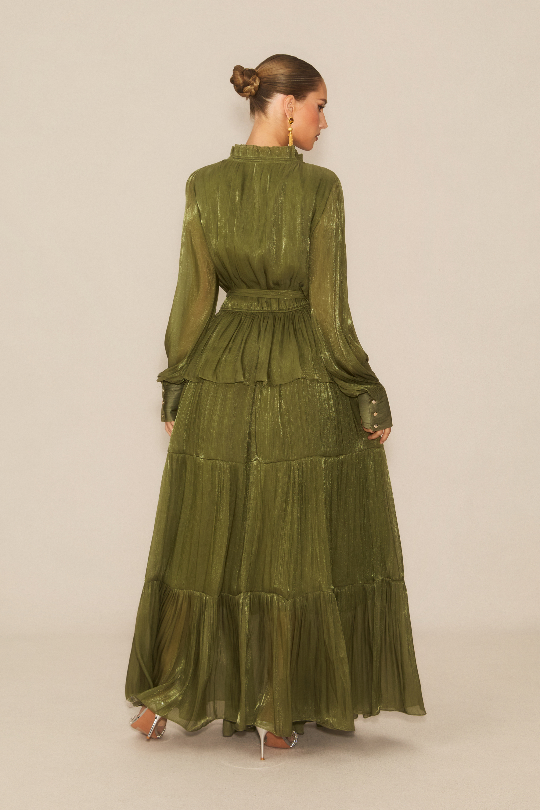 Gorgeous Darling Green Ruffle Tiered Maxi Dress