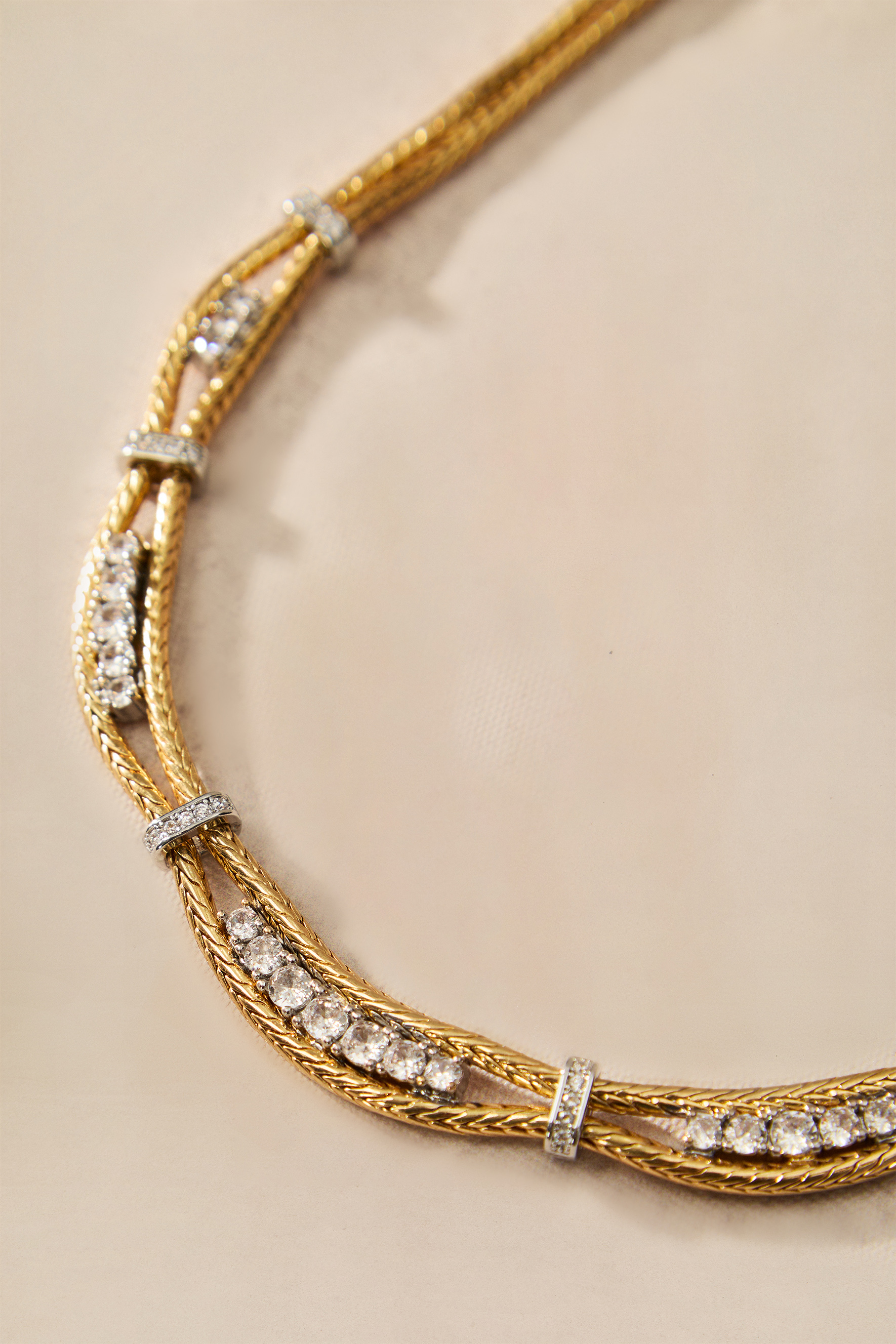 Crystal Embellished Multi Strand Chain Necklace