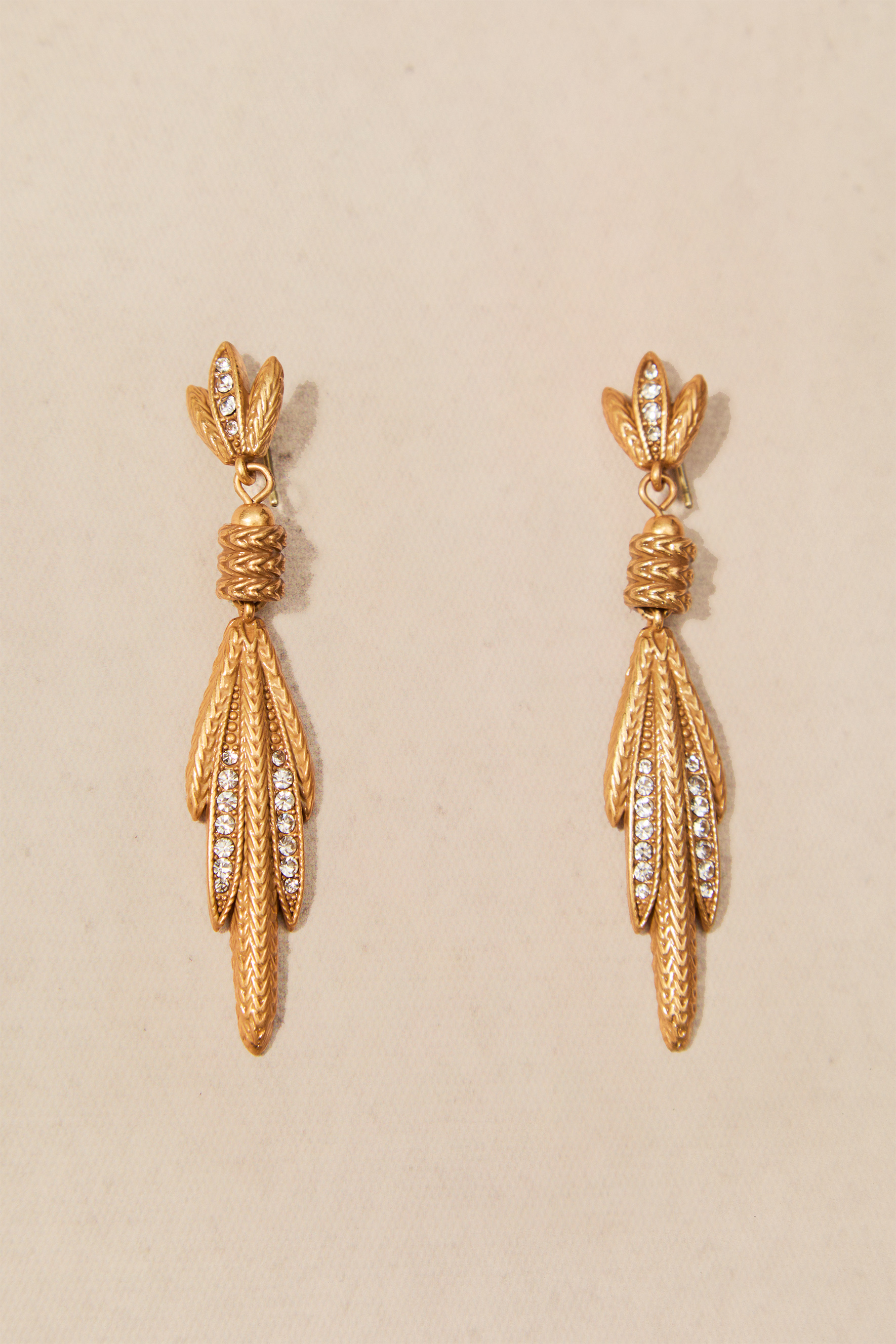 Textured Multi-Leaf Dangle Earrings