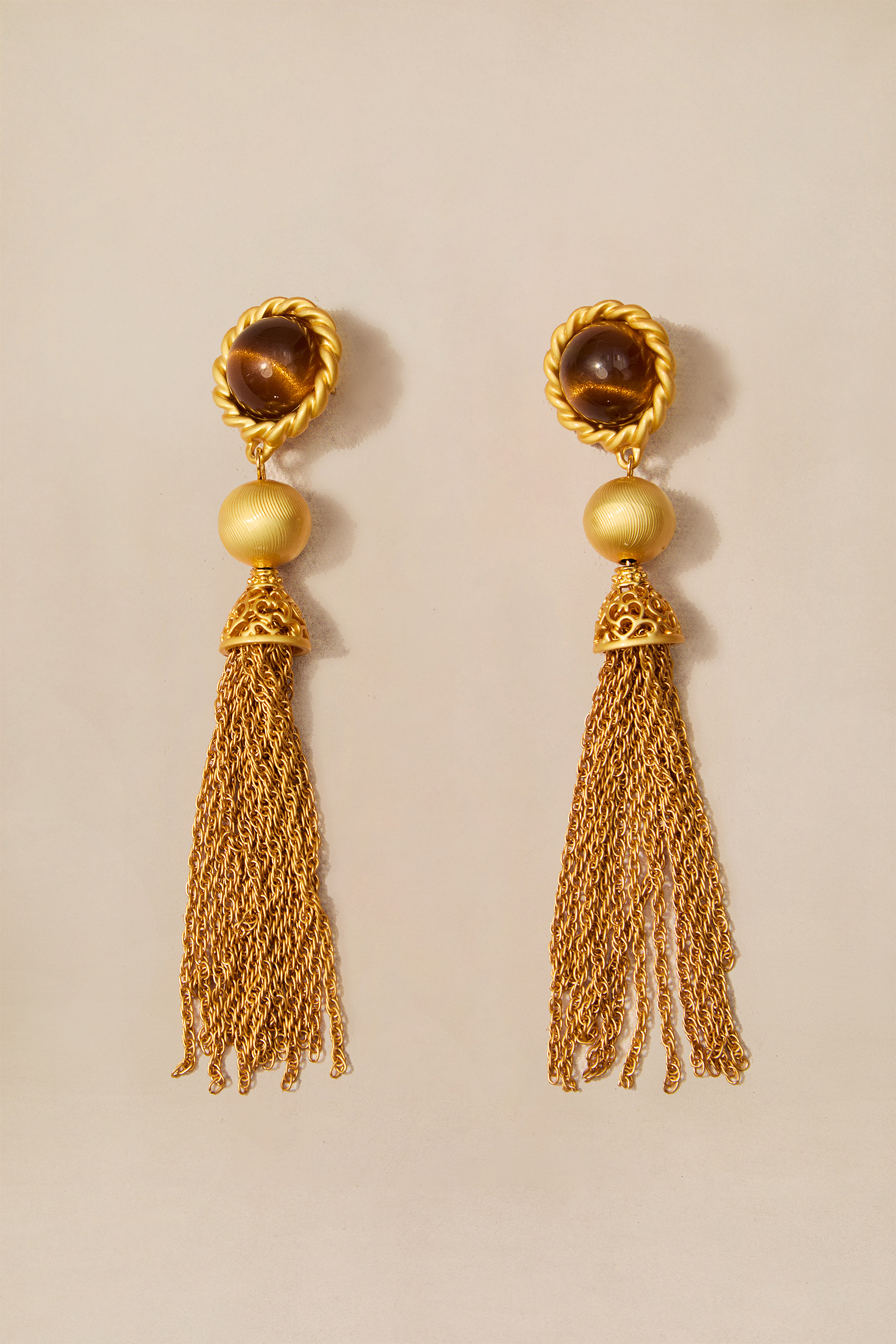 Tigers Eye Fringe Drop Earrings