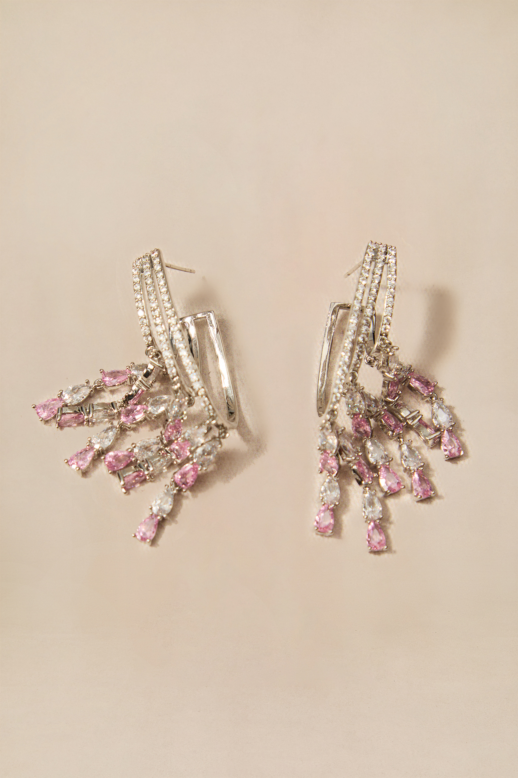 Multi Layer Crystal Fringe Dangle Earrings