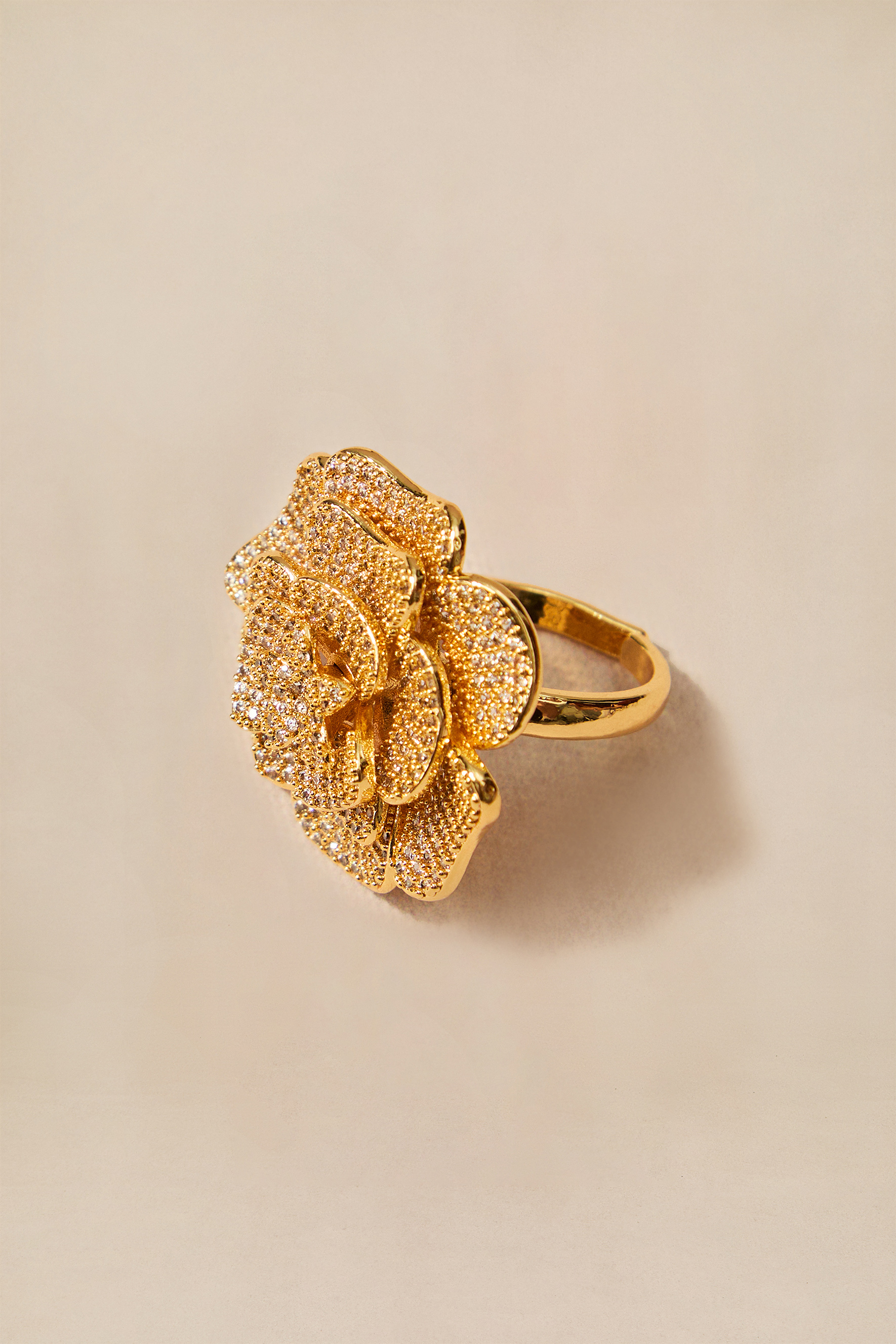 Pave Crystal Rose Ring