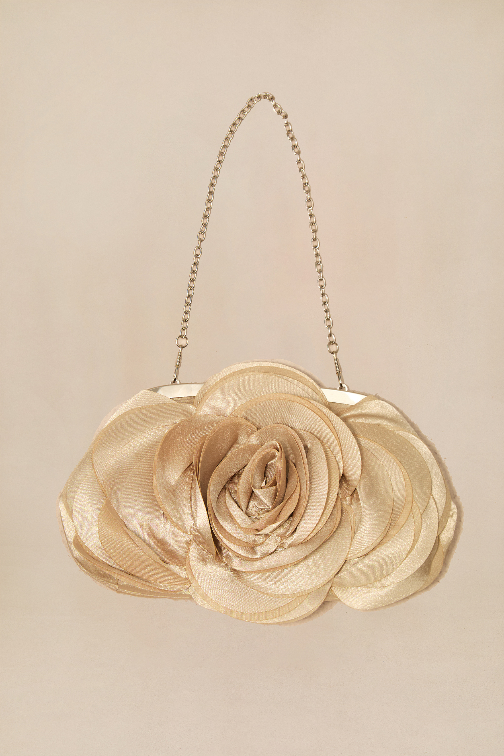 Layered Petal Rose Satin Evening Bag