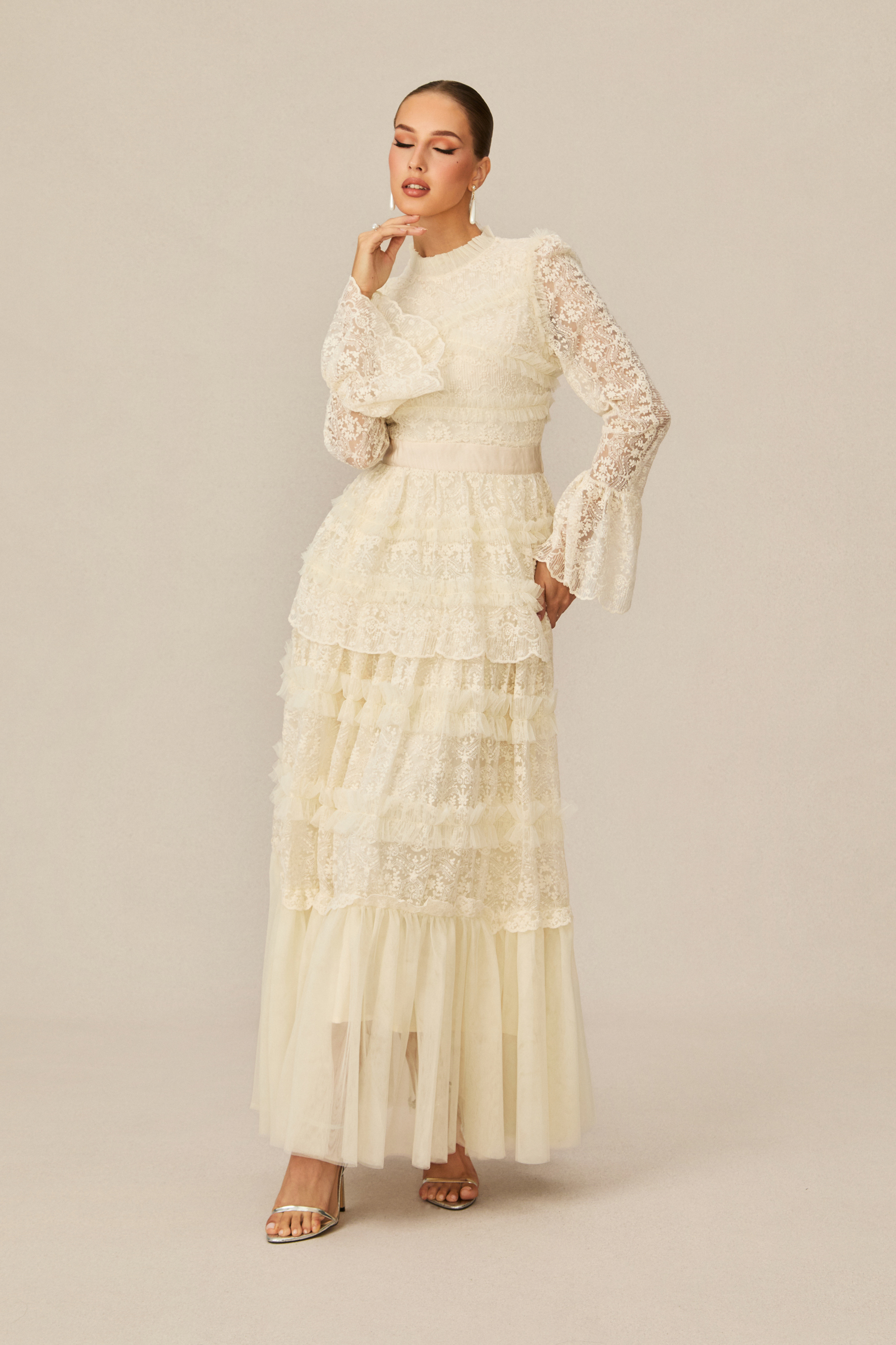 Alluring Love White Lace Tiered Maxi Dress