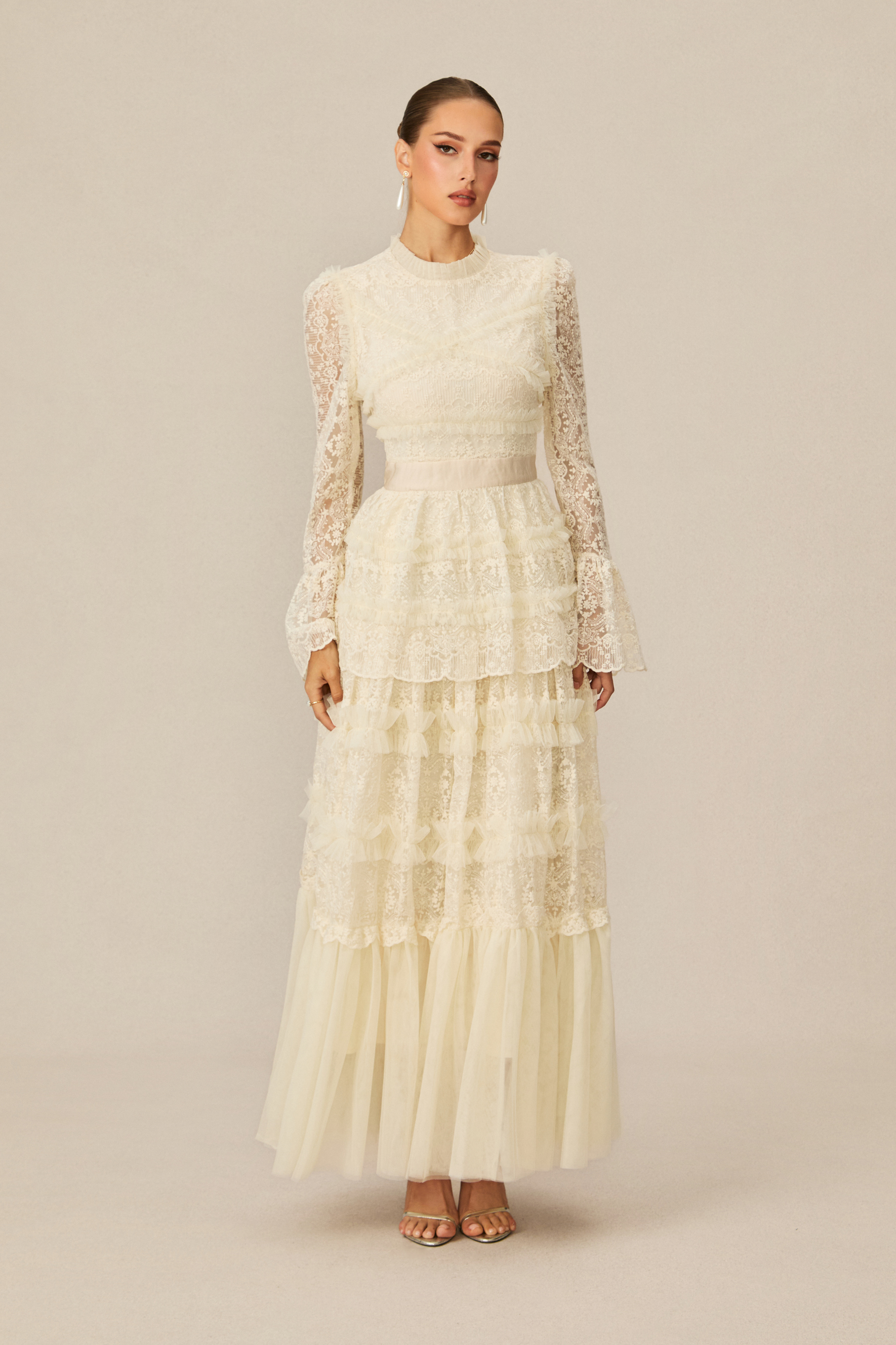 Alluring Love White Lace Tiered Maxi Dress