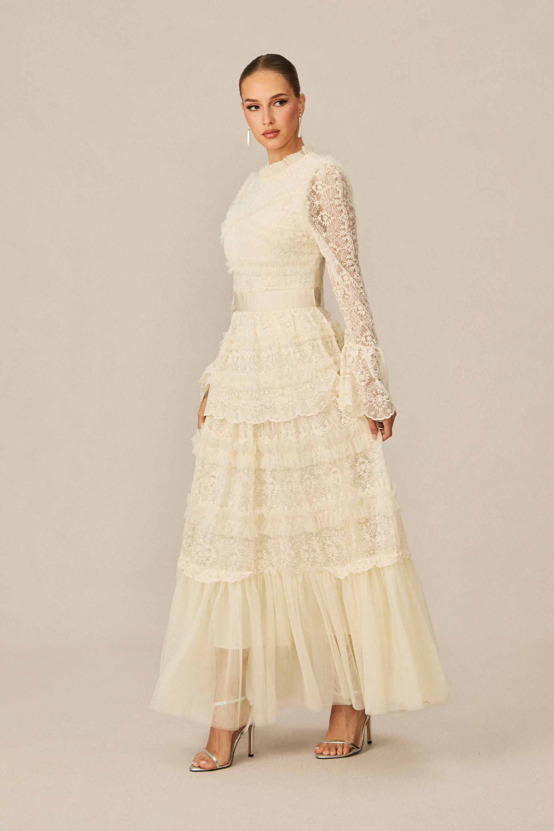 Alluring Love White Lace Tiered Maxi Dress