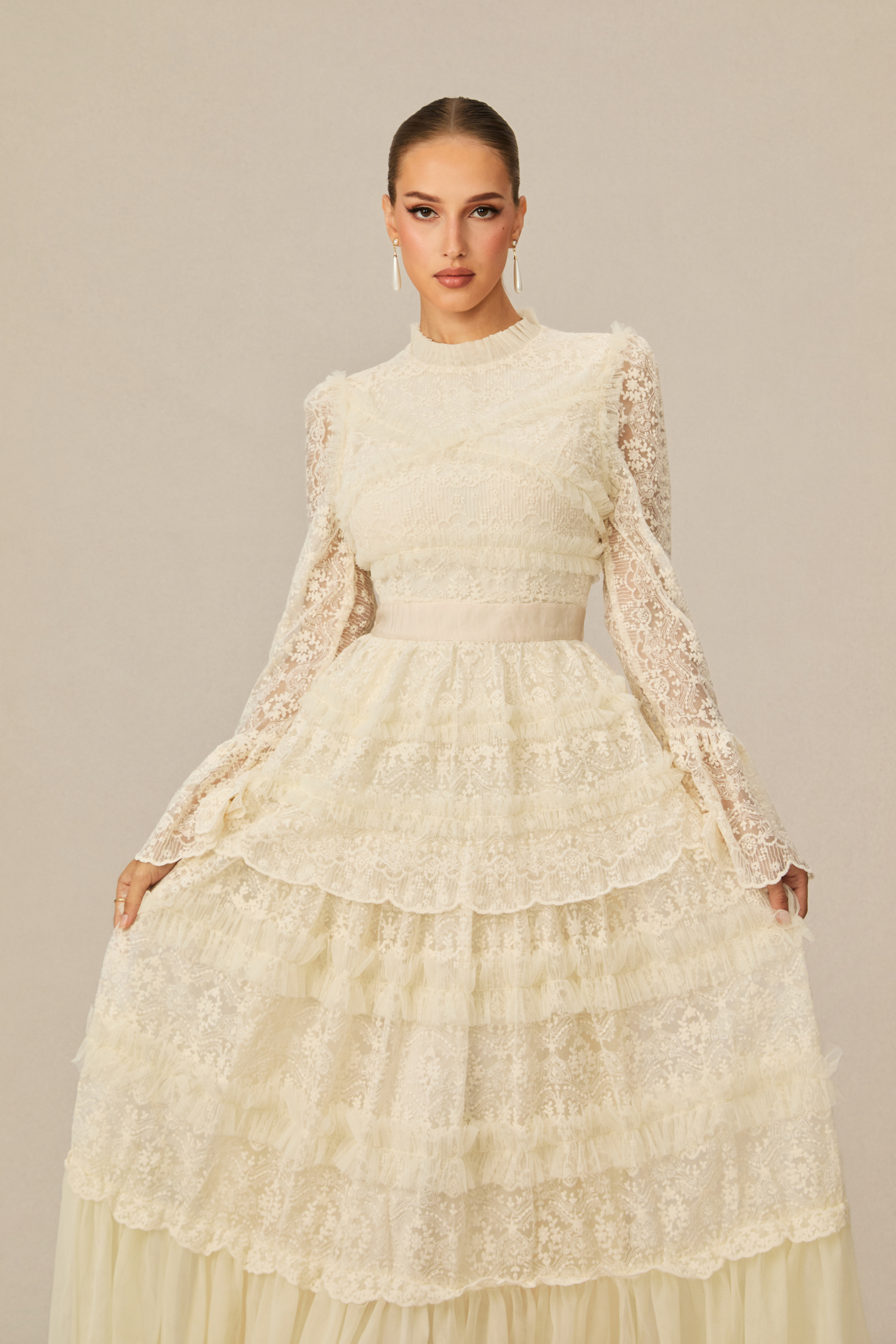 Alluring Love White Lace Tiered Maxi Dress