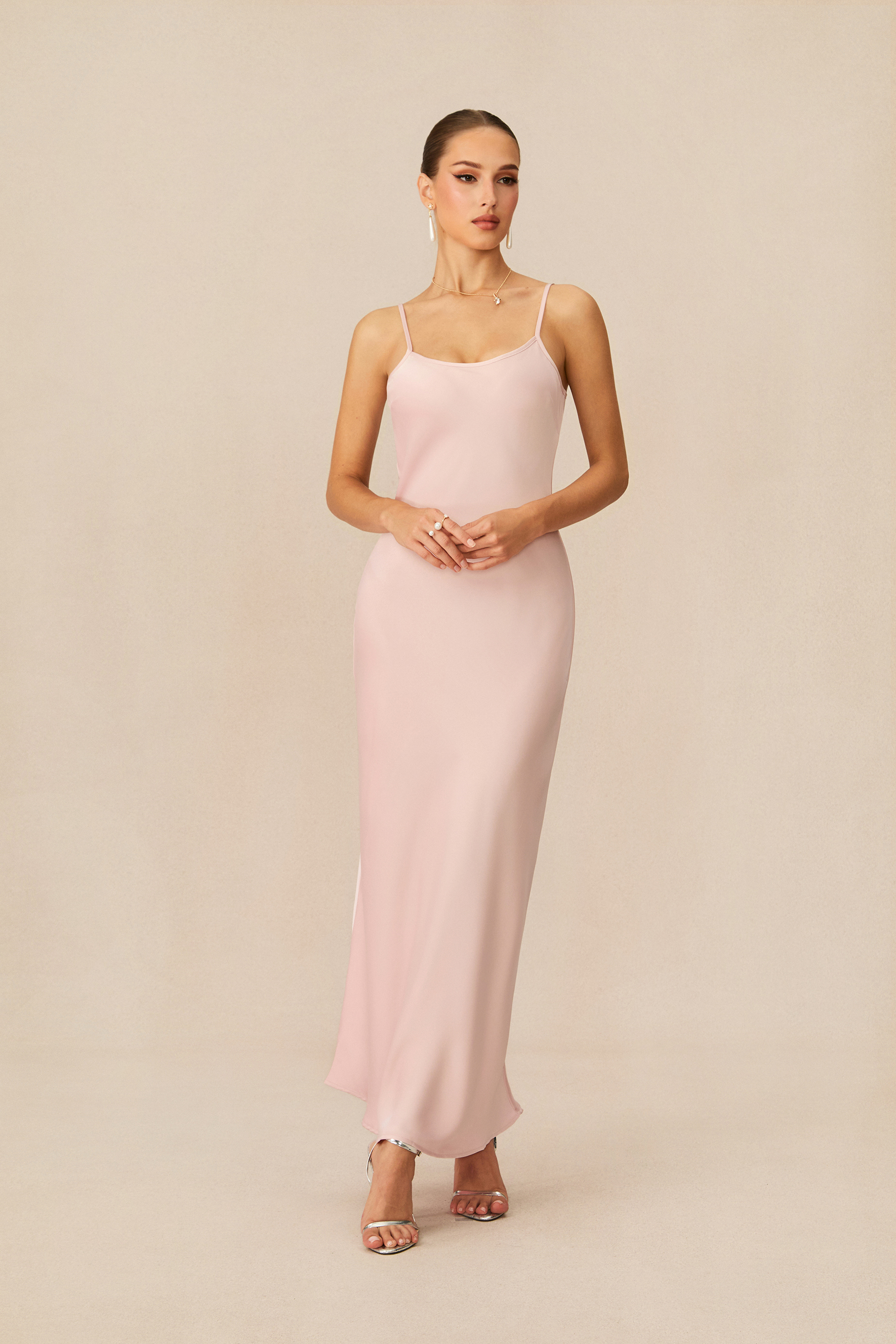 Immaculate Love Pink Feather Trim Cape & Maxi Dress Set