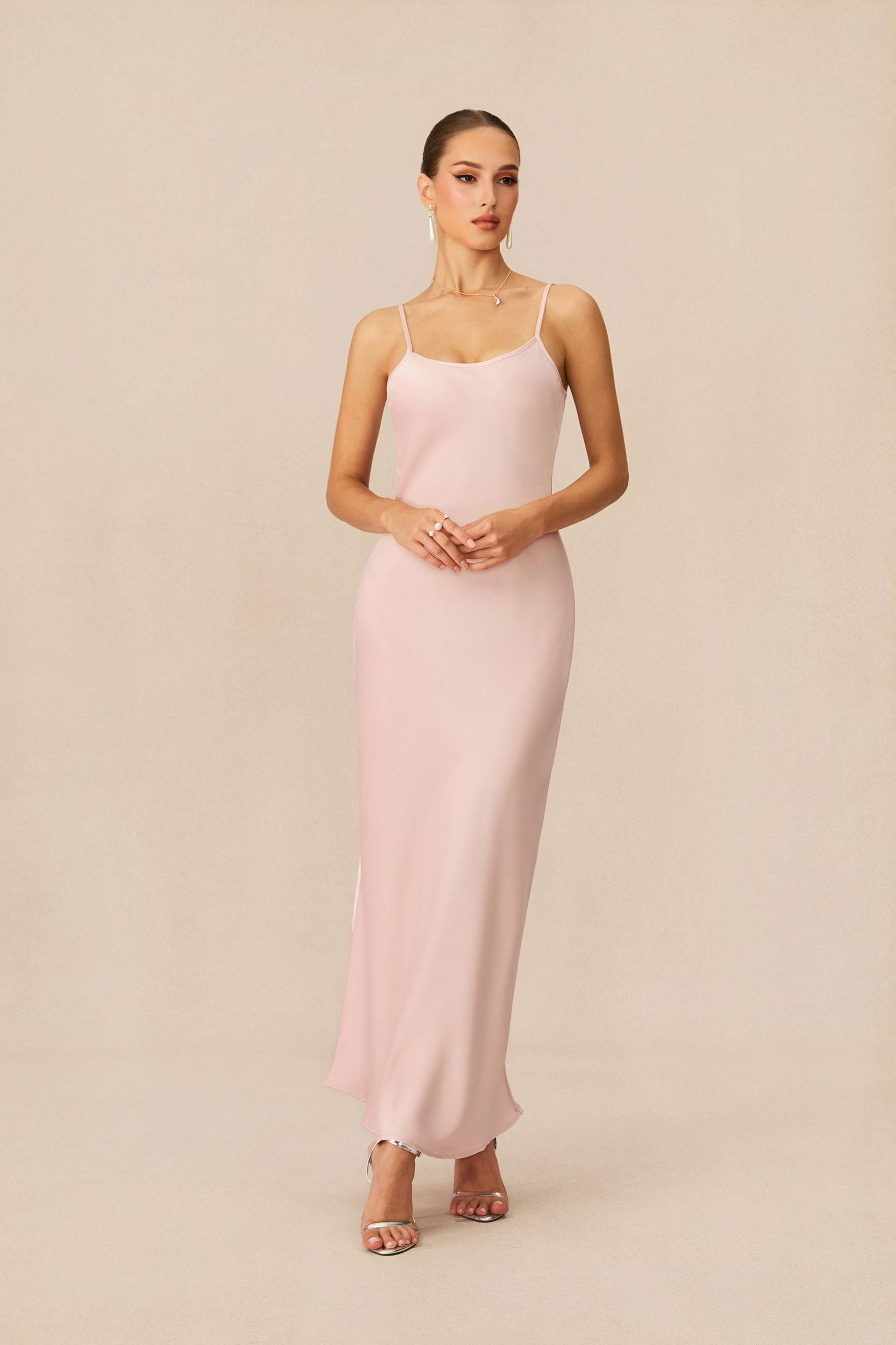 Immaculate Love Pink Feather Trim Cape & Maxi Dress Set