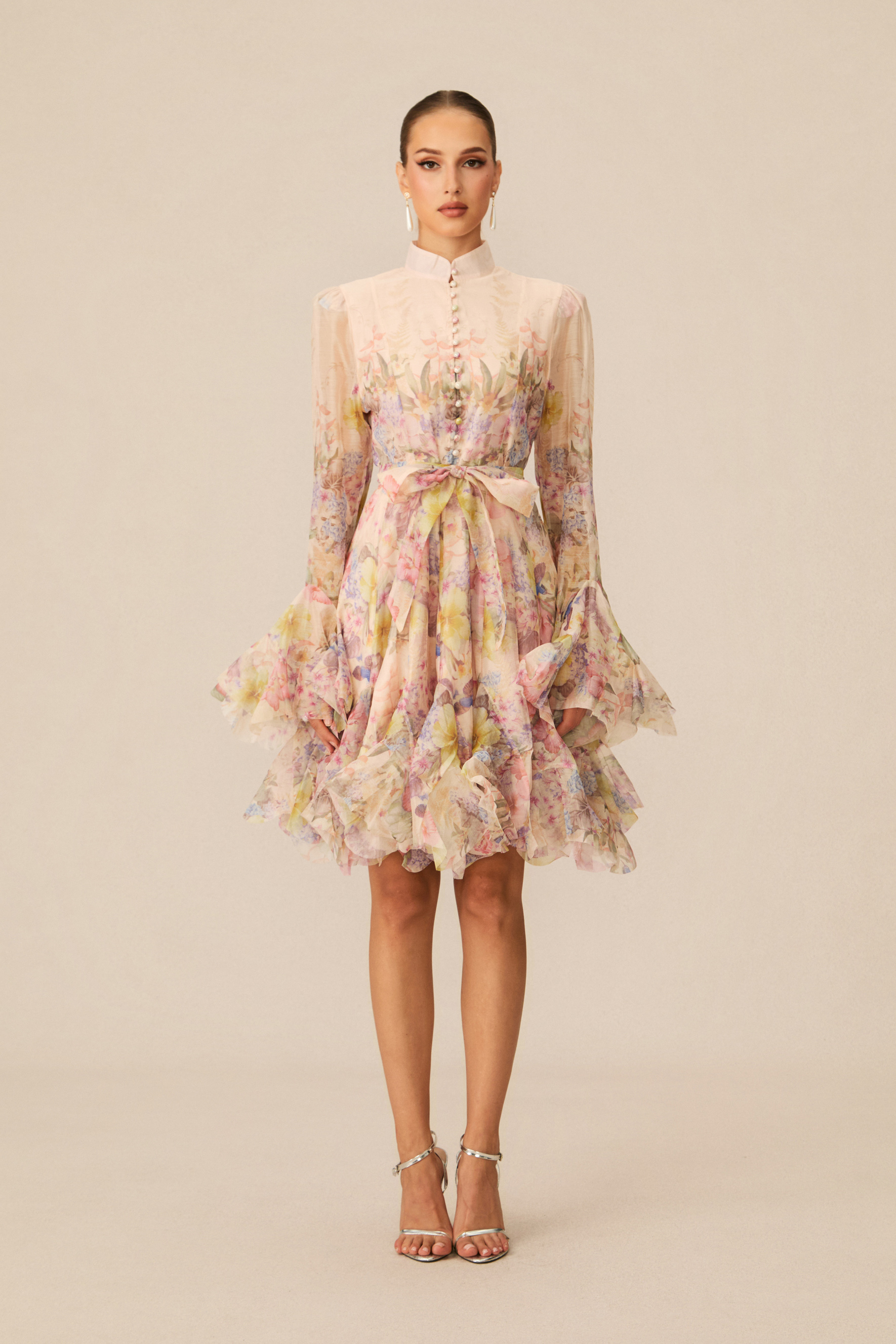 Lana Floral Print Flared Mini Dress