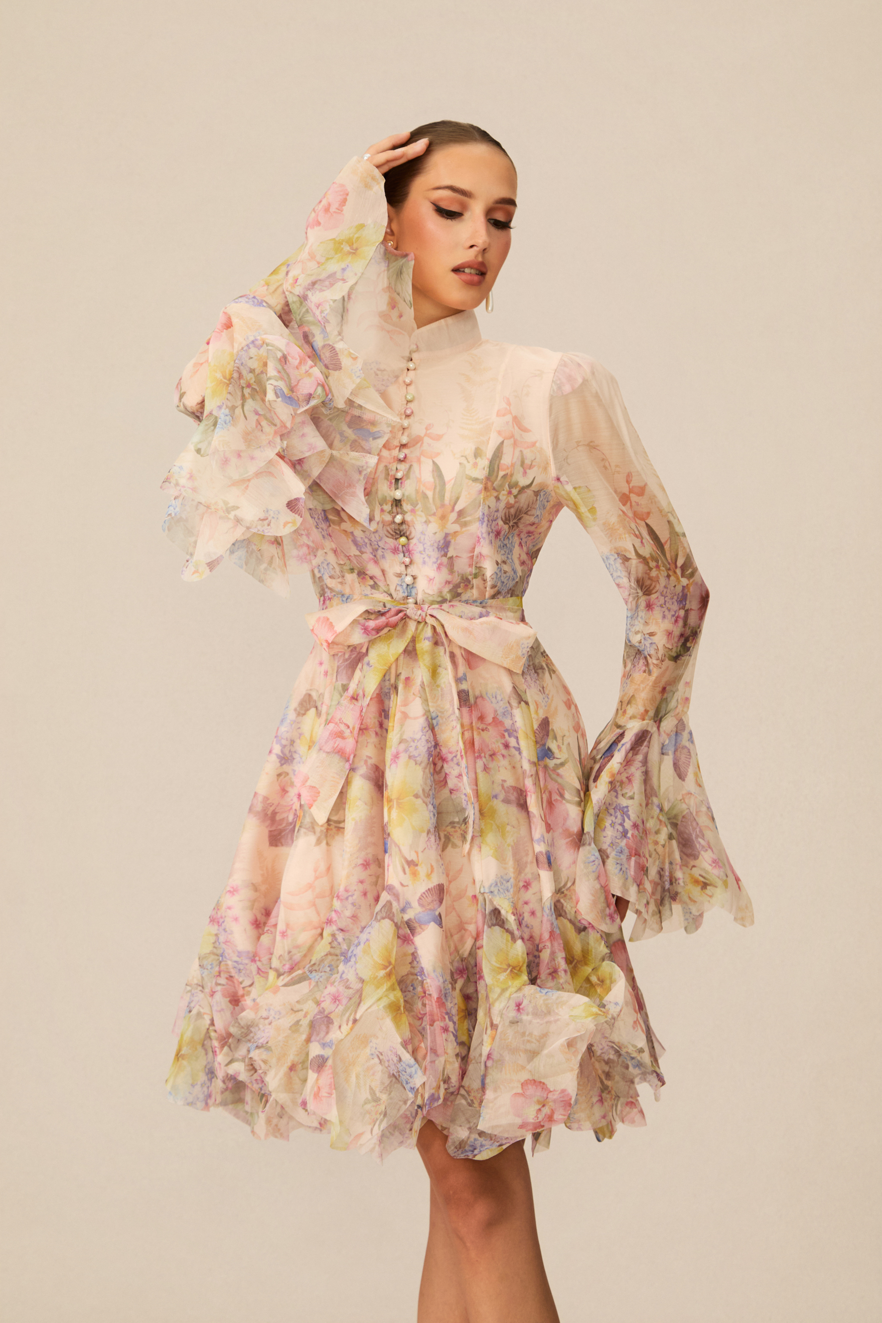 Lana Floral Print Flared Mini Dress