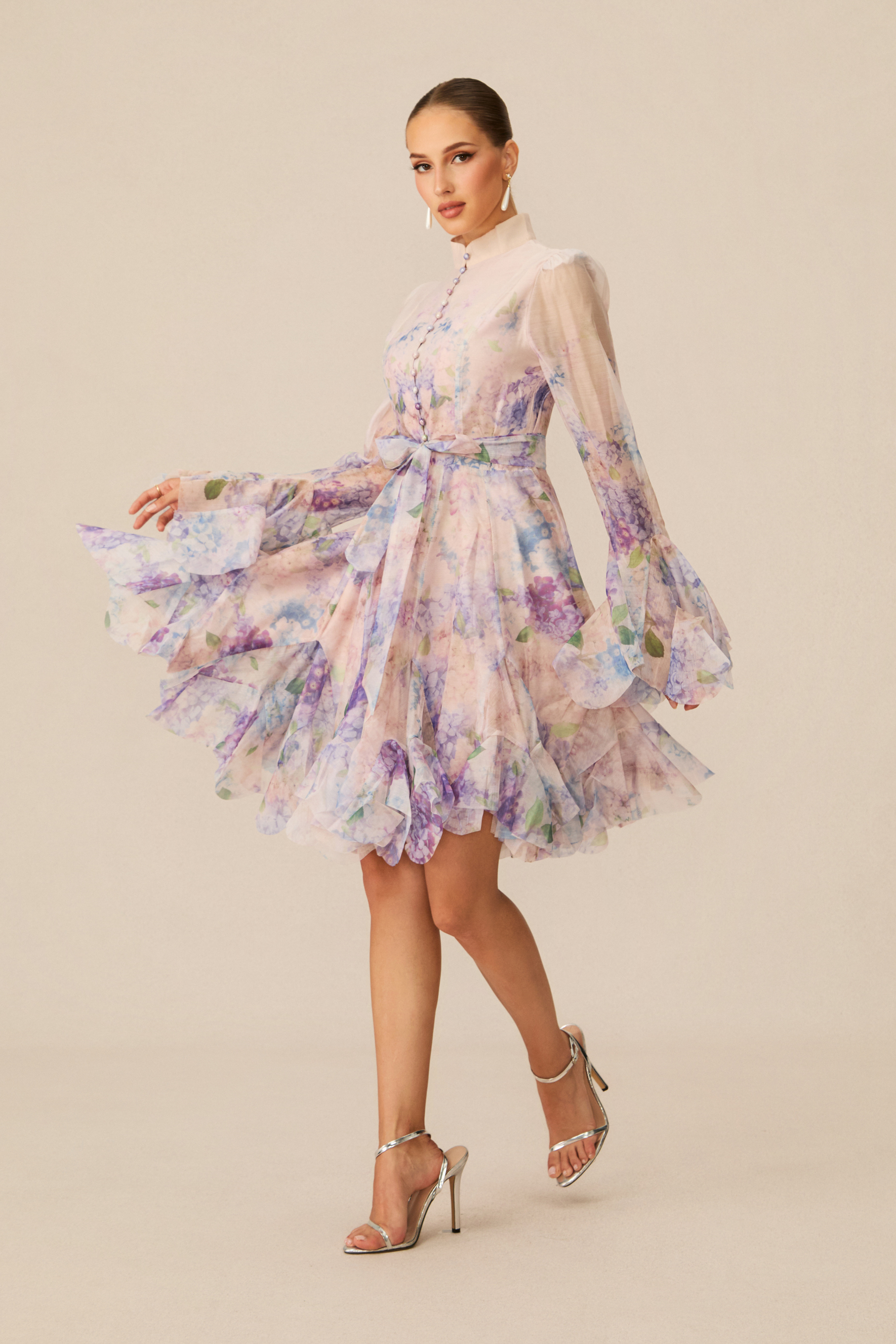 Lana Floral Print Flared Mini Dress