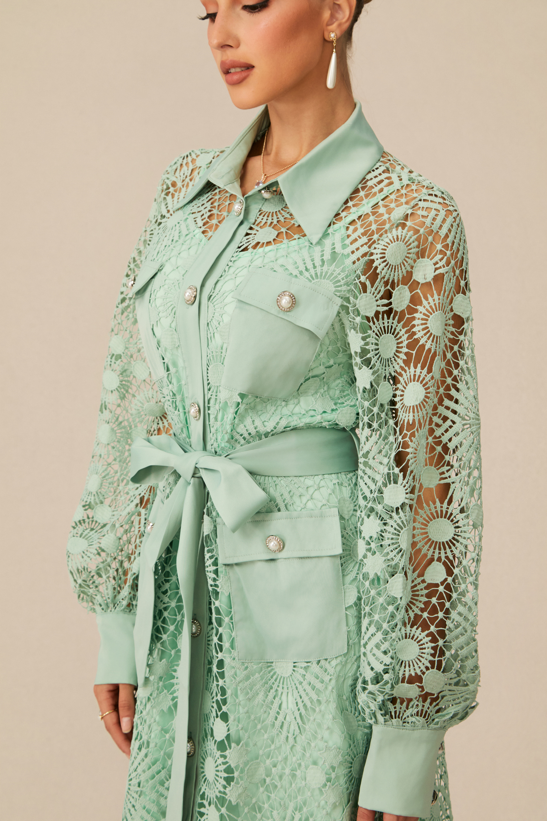 Rosa Sheer Lace Long Sleeve Maxi Dress