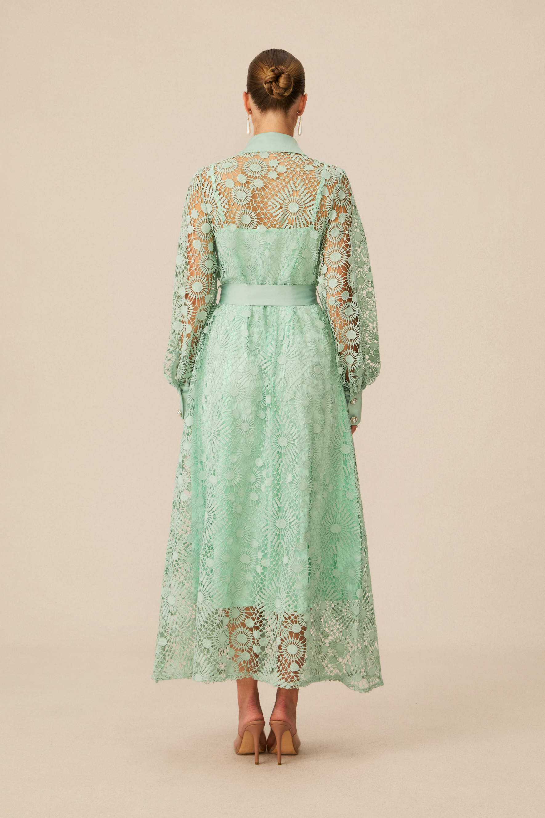 Rosa Sheer Lace Long Sleeve Maxi Dress