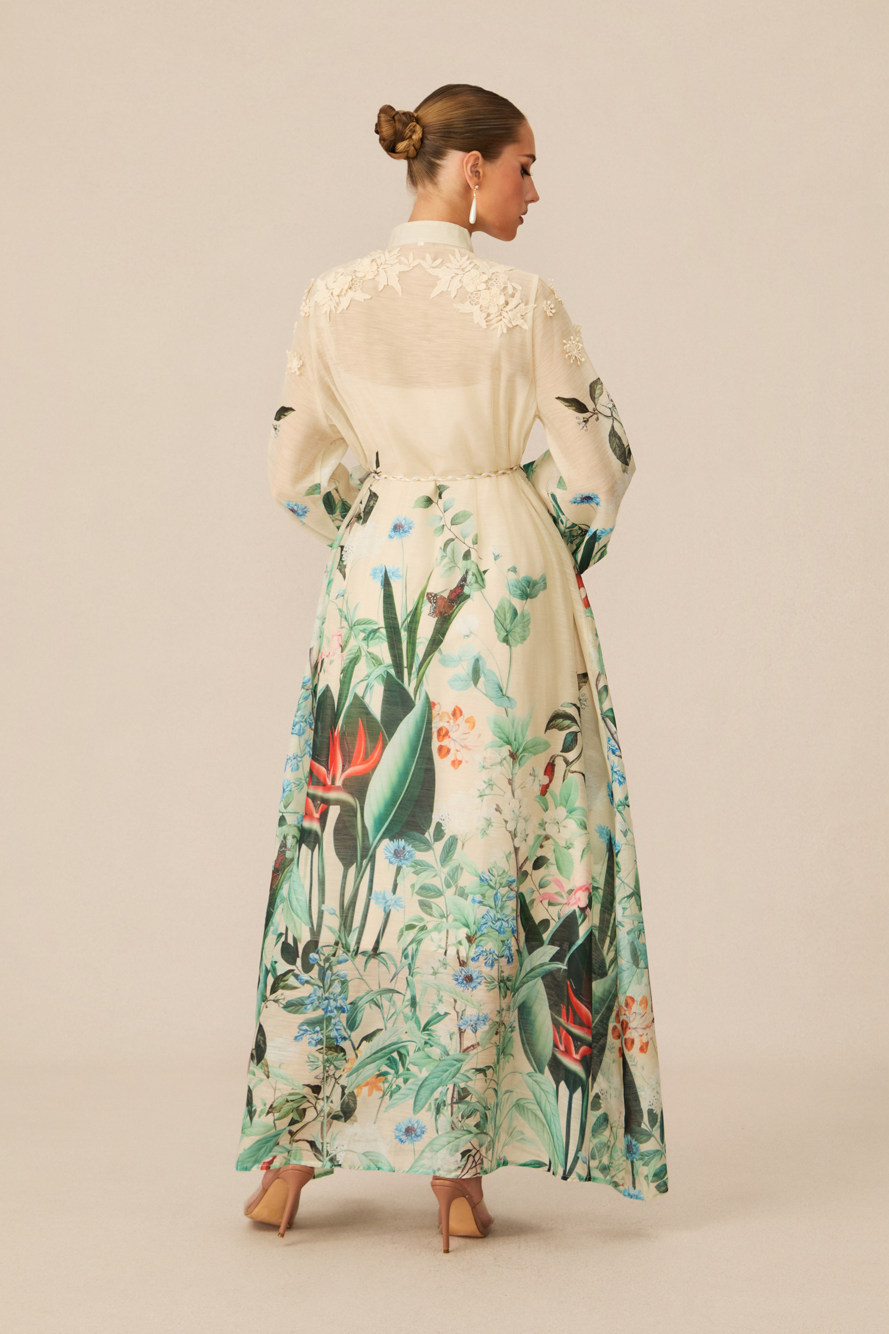 Raina Floral Print Puff Sleeve Maxi Dress