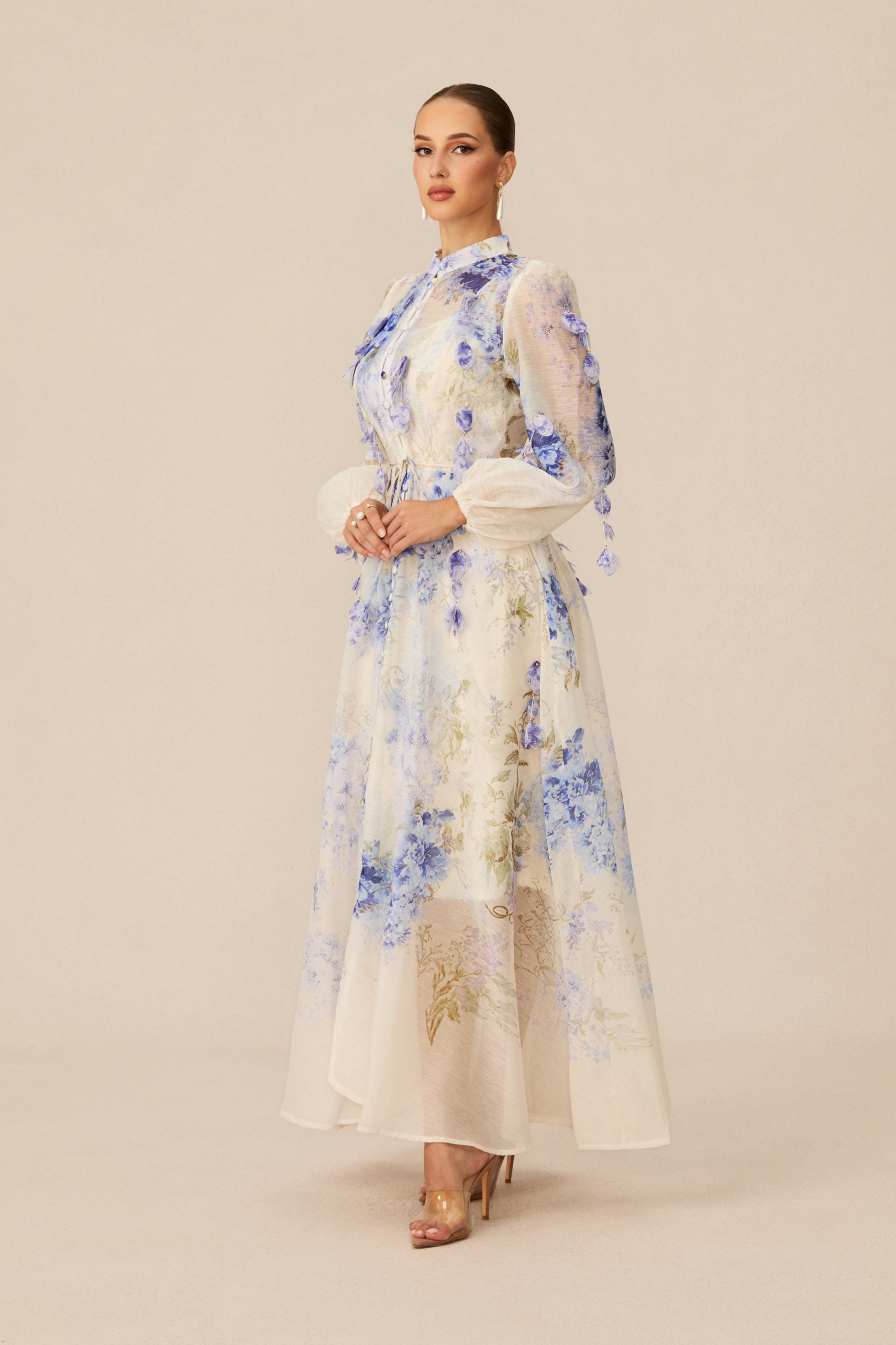 Moment of Beauty Blue Floral Print Maxi Dress