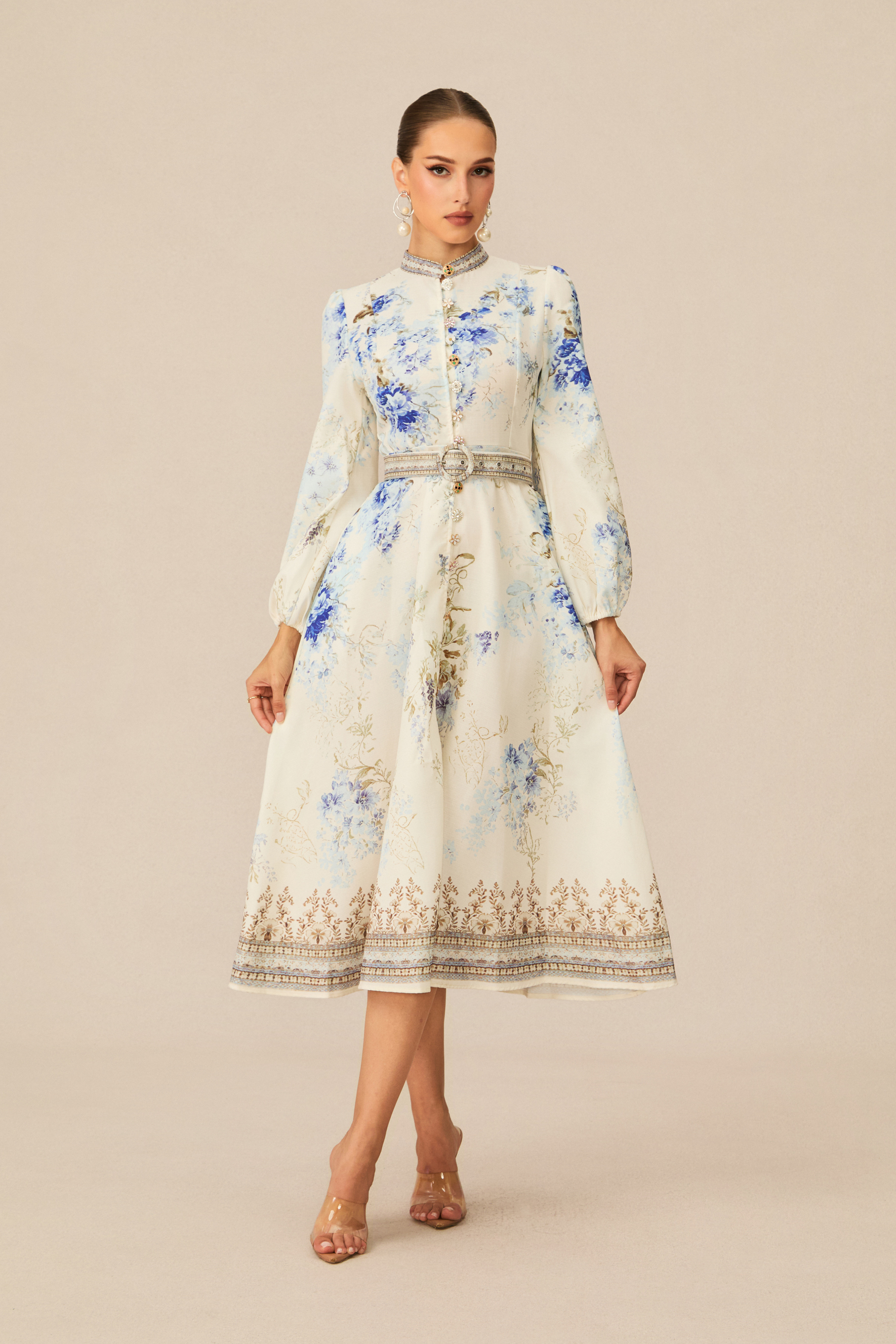 Most Beautiful Day White Floral Print Midi Dress