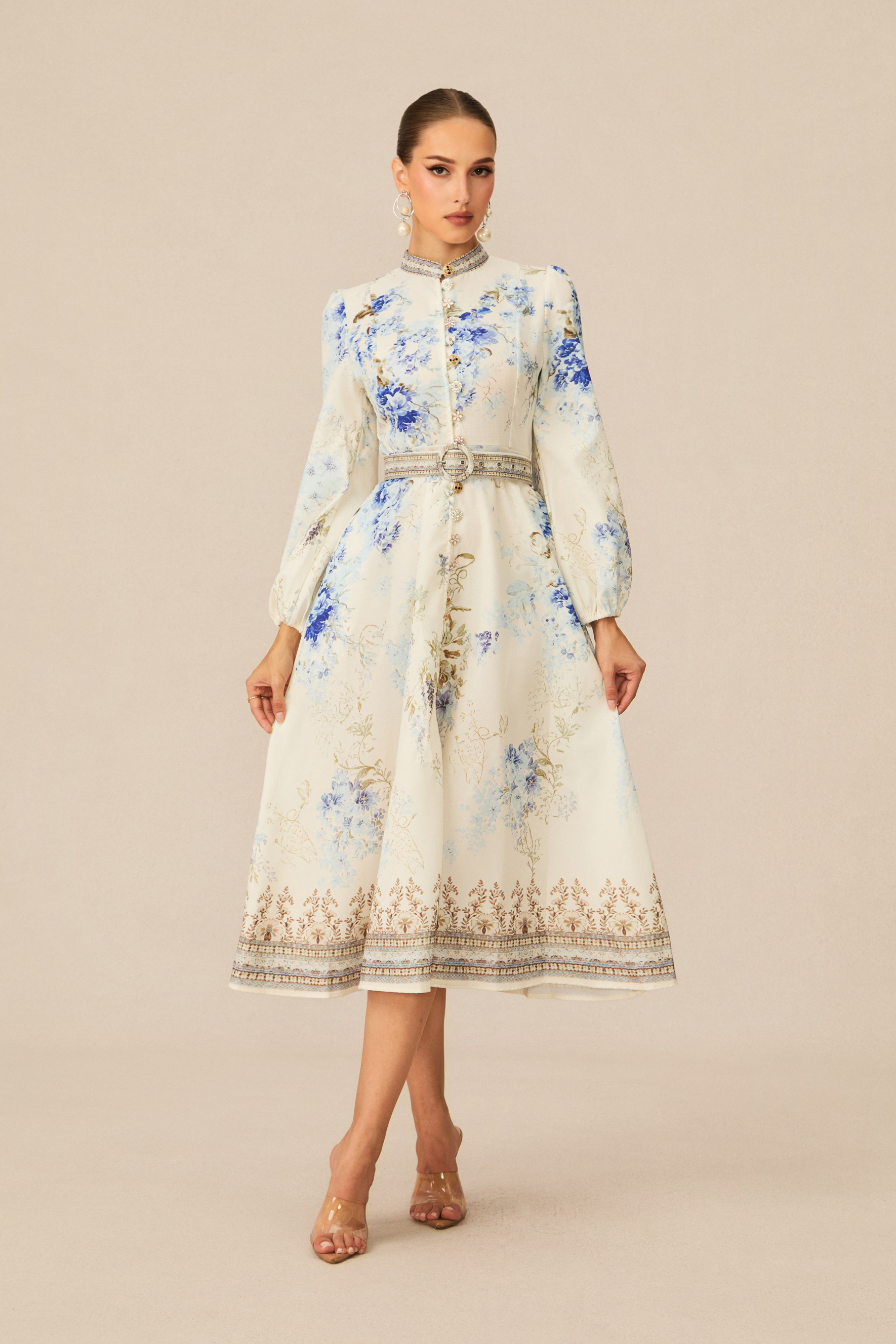 Most Beautiful Day White Floral Print Midi Dress