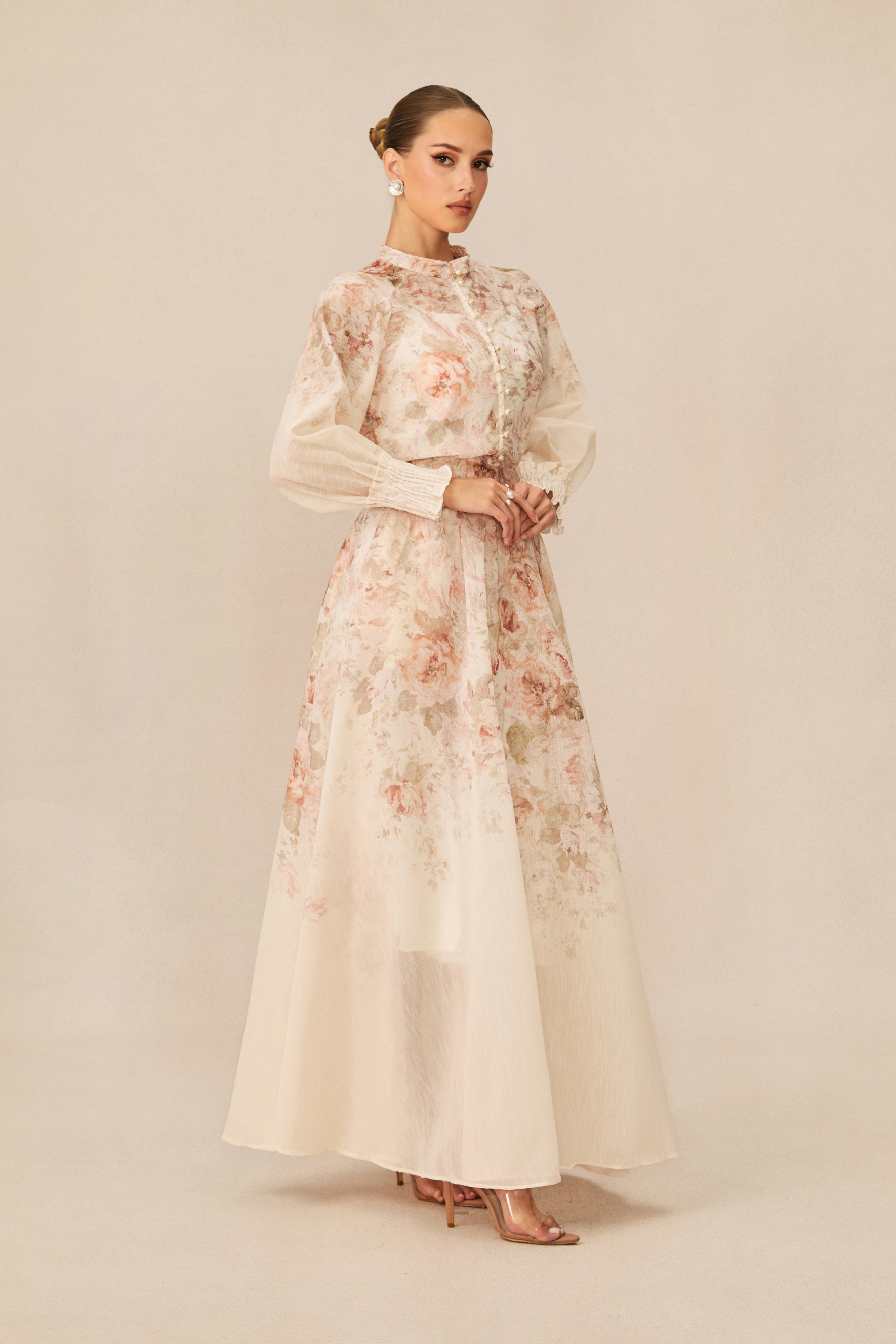 Classic Romance Pink Floral Print Blouse & Skirt Set