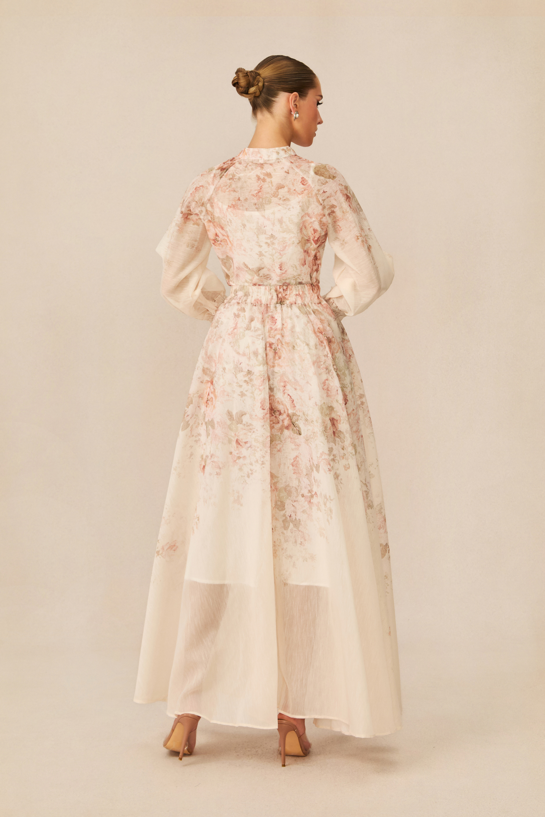 Classic Romance Pink Floral Print Blouse & Skirt Set