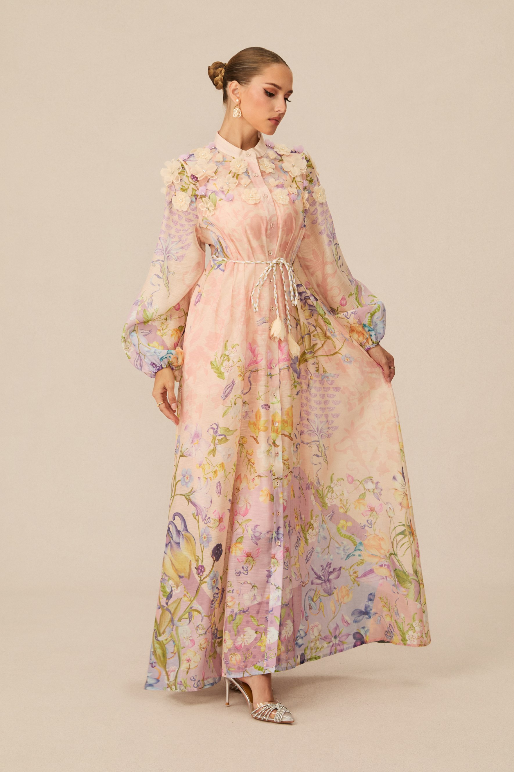 Kate Floral Print Tie Waist Maxi Dress