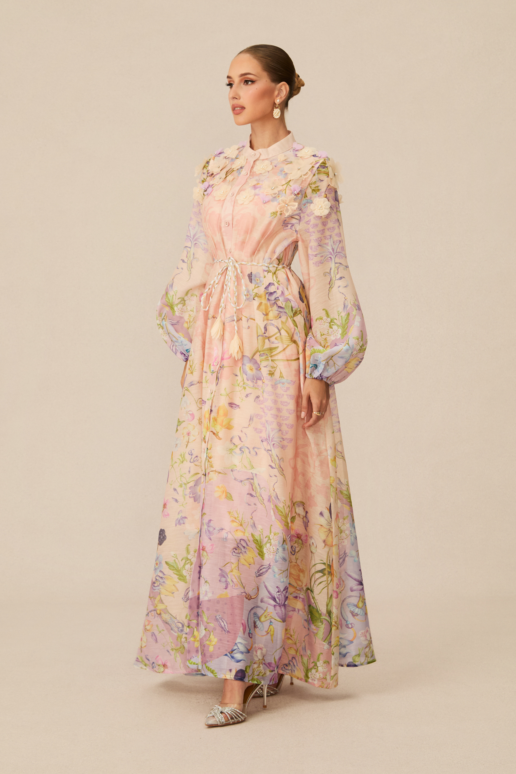 Kate Floral Print Tie Waist Maxi Dress
