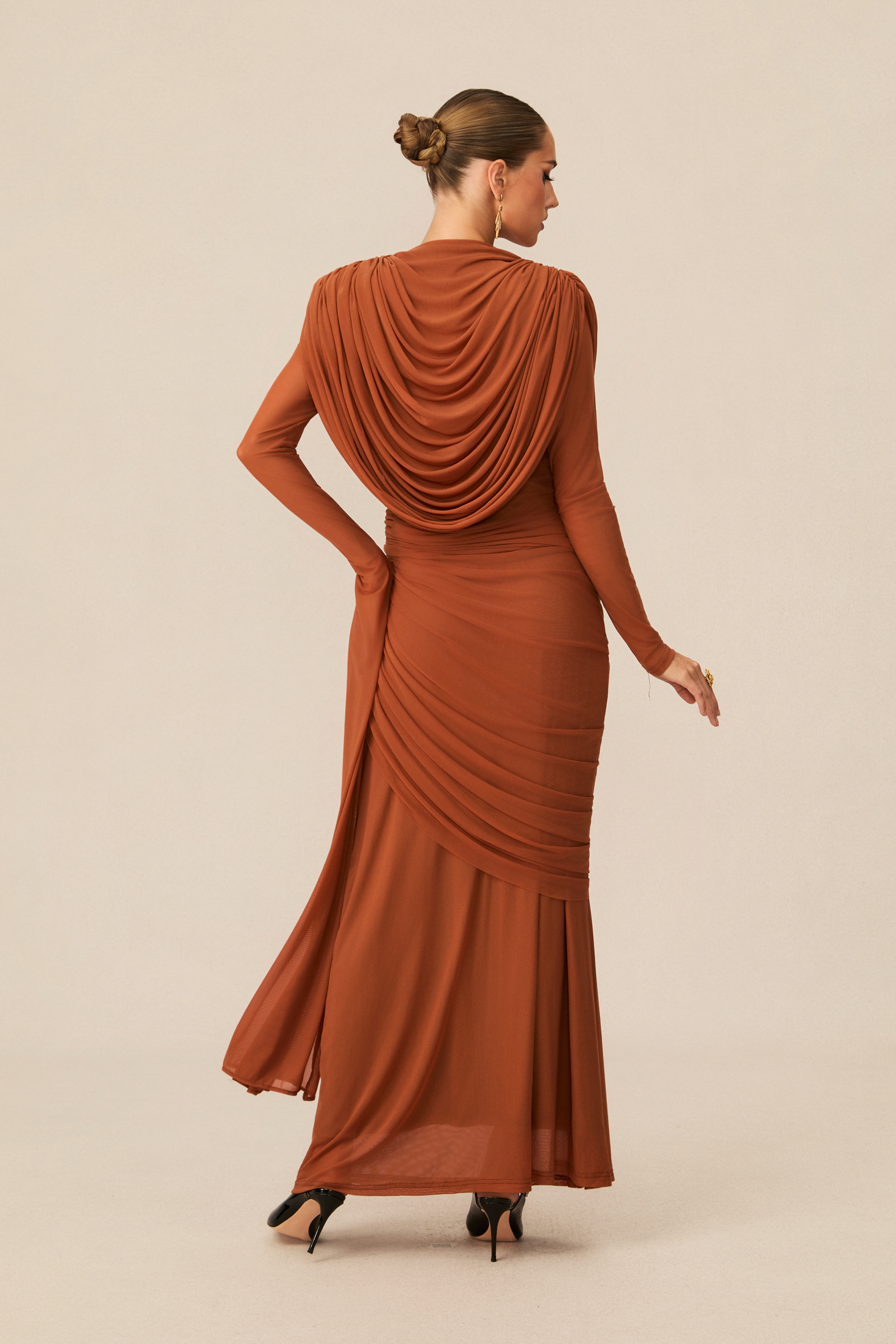 Katrina Cowl Neck Long Sleeve Maxi Dress