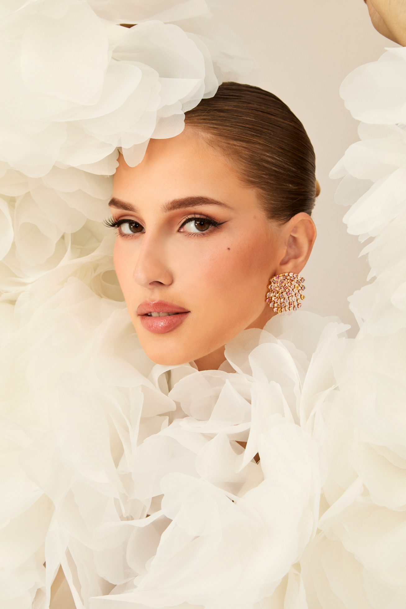 Multicolor Pave Fan Earrings