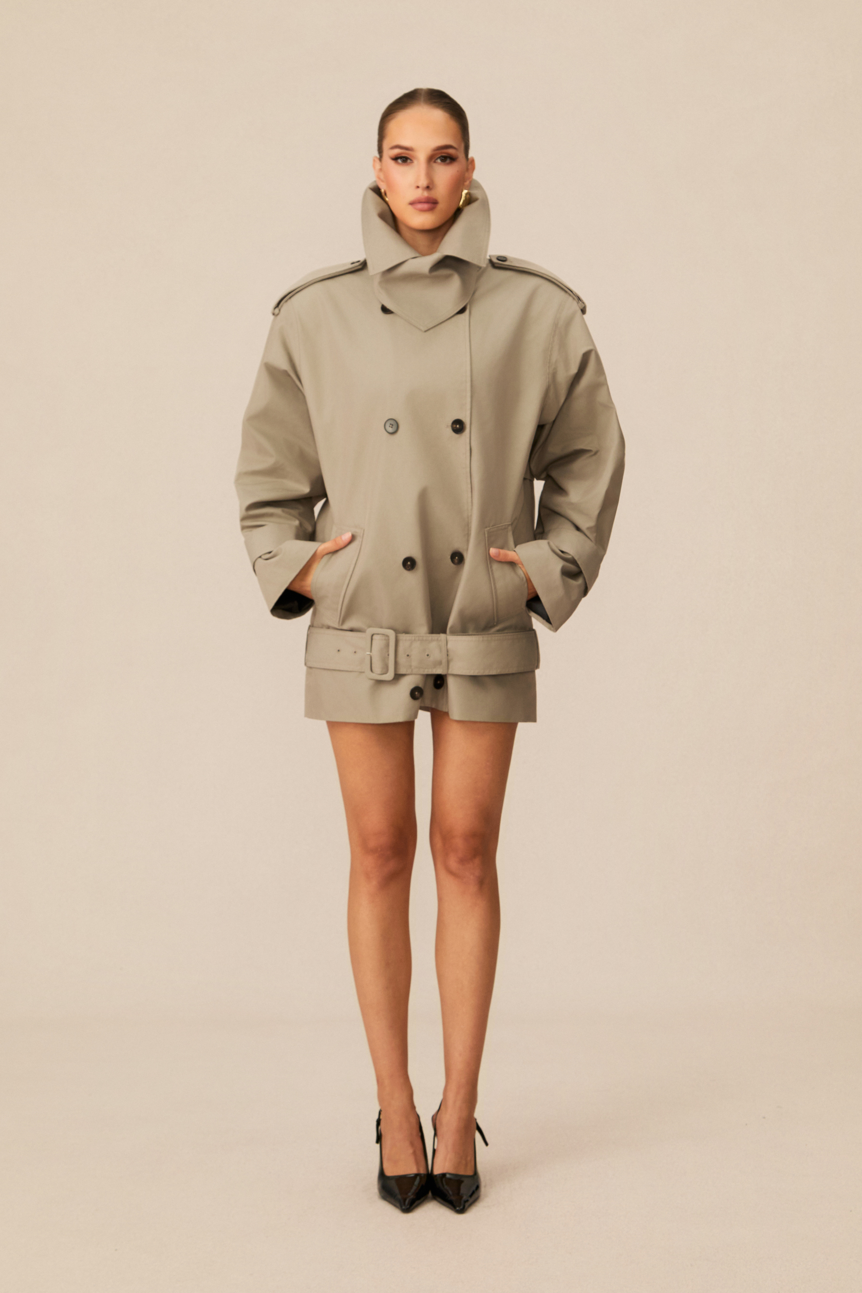 Frida Double Breasted Belted Trench Jacket