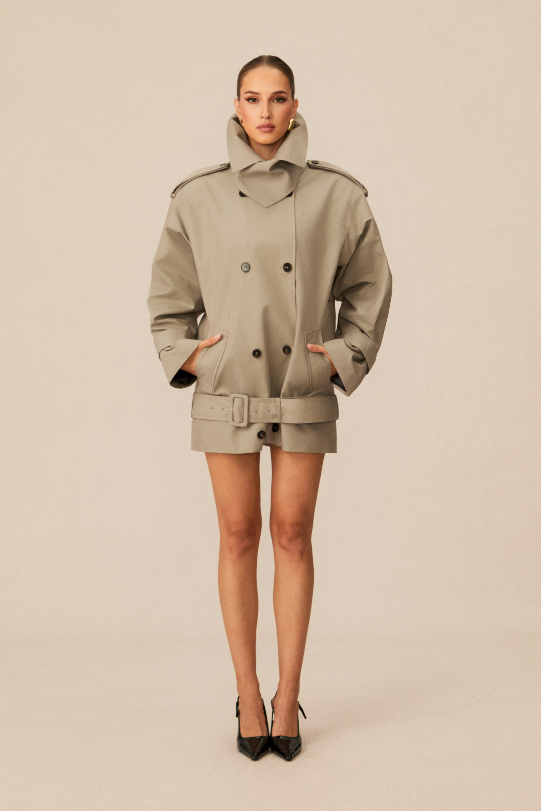 Frida Double Breasted Belted Trench Jacket