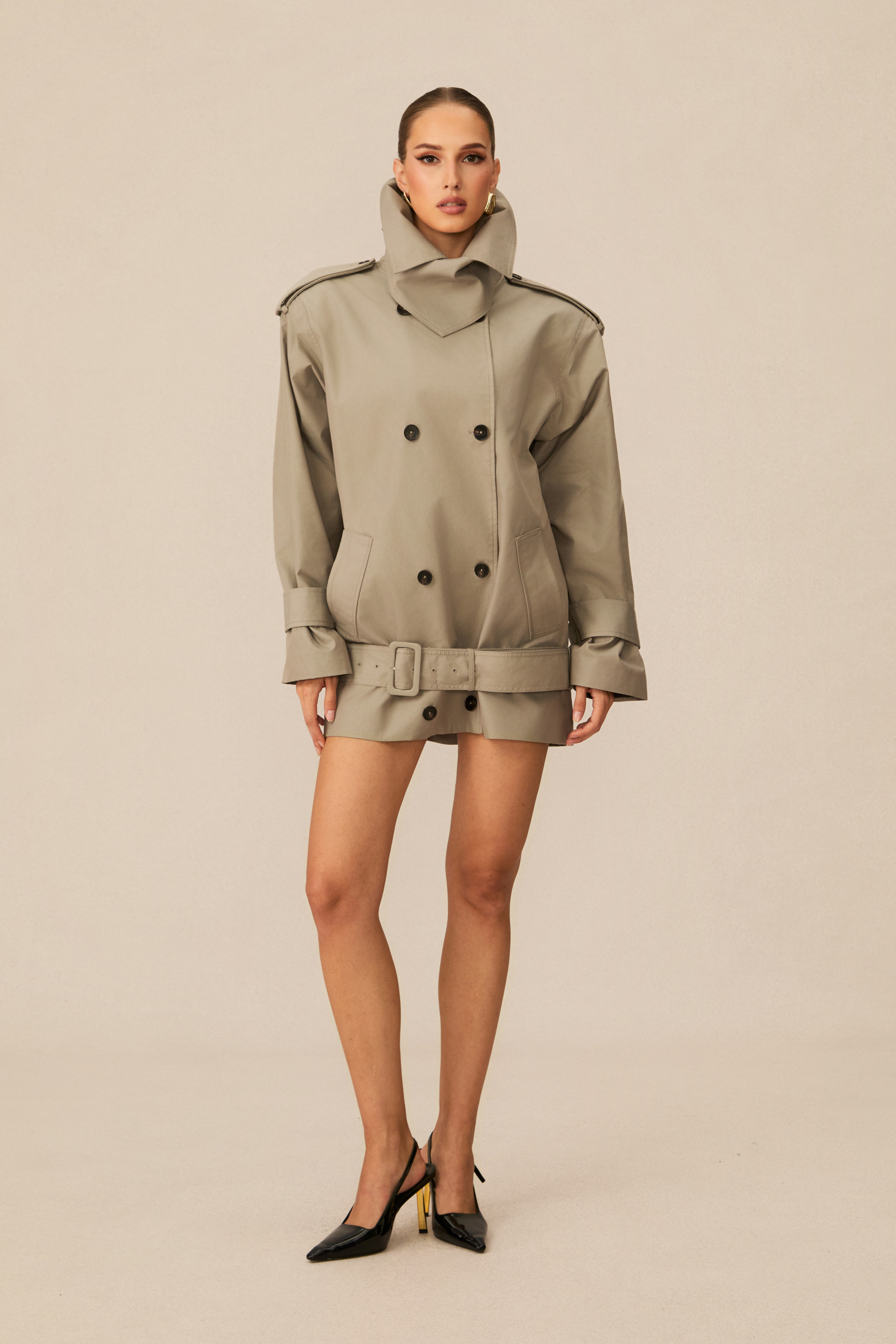 Frida Double Breasted Belted Trench Jacket