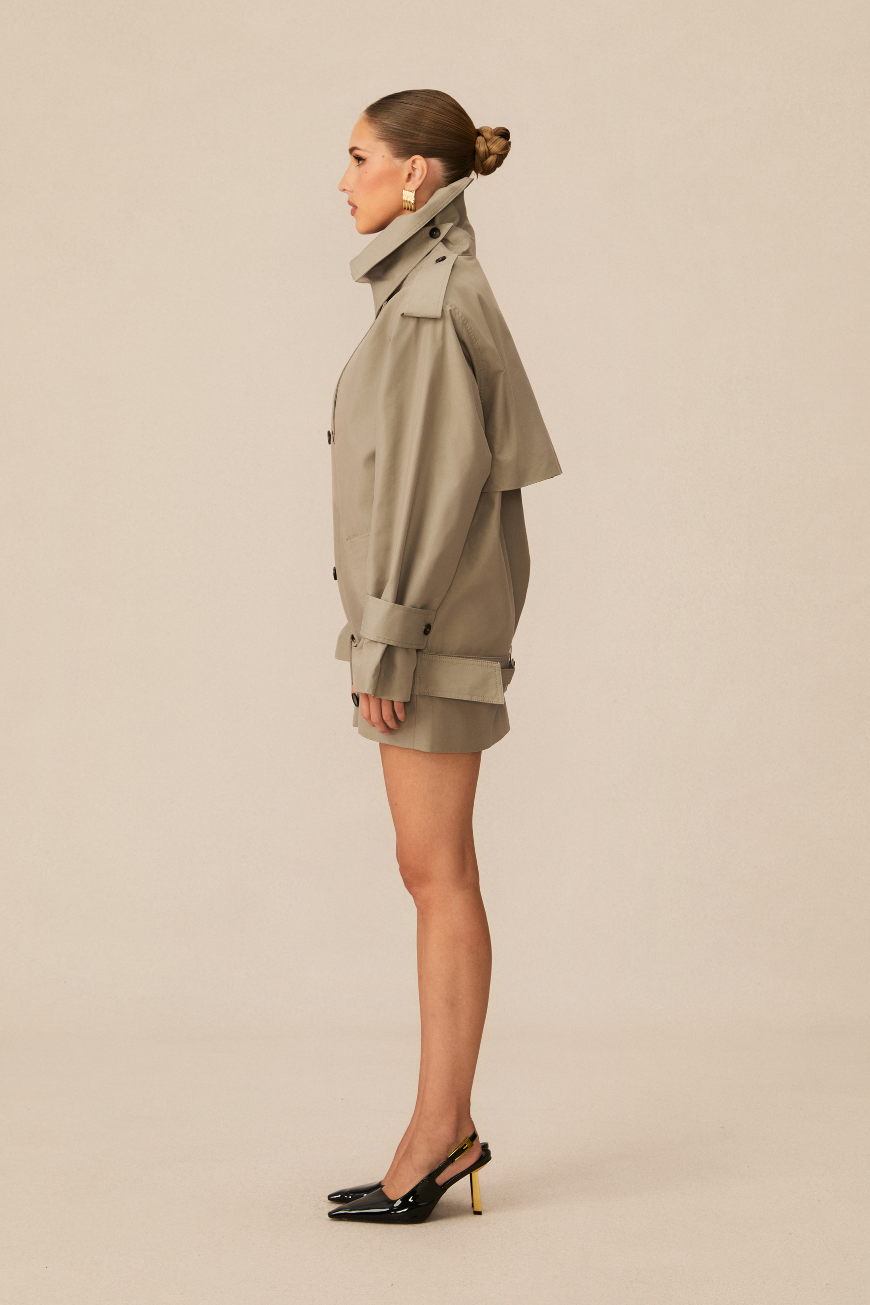 Frida Double Breasted Belted Trench Jacket