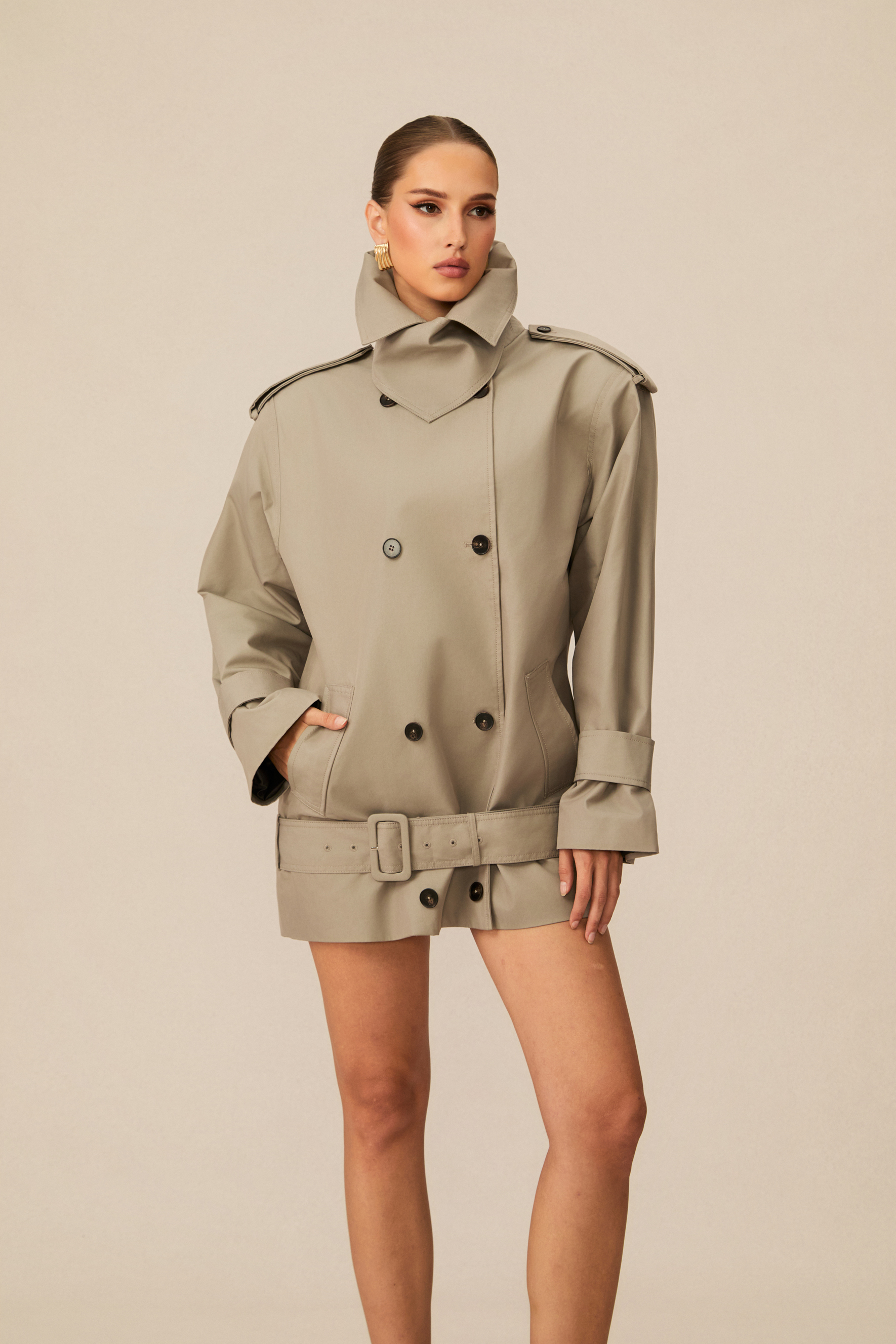 Frida Double Breasted Belted Trench Jacket