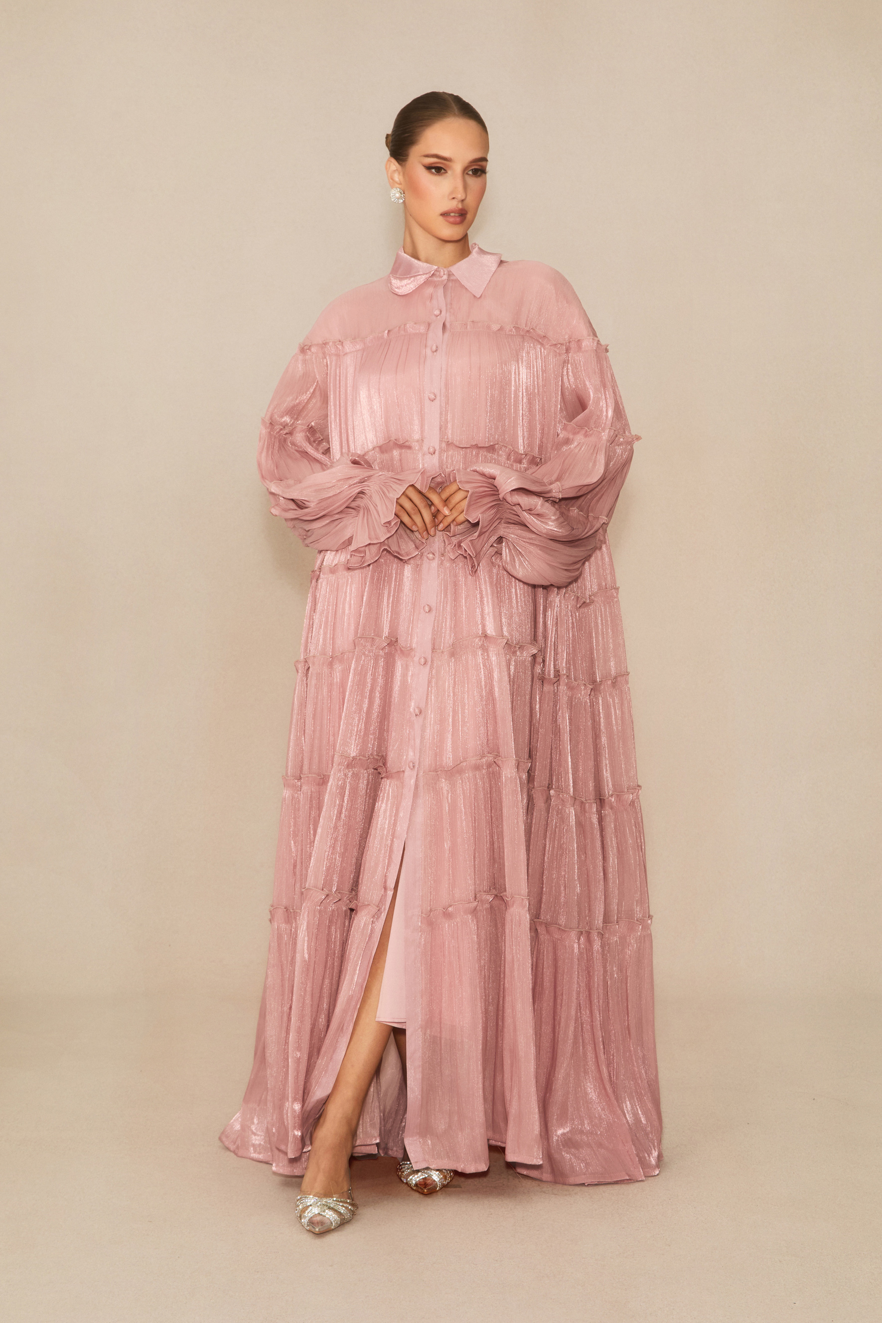 Exceptional Moments Pink Pleated Maxi Dress