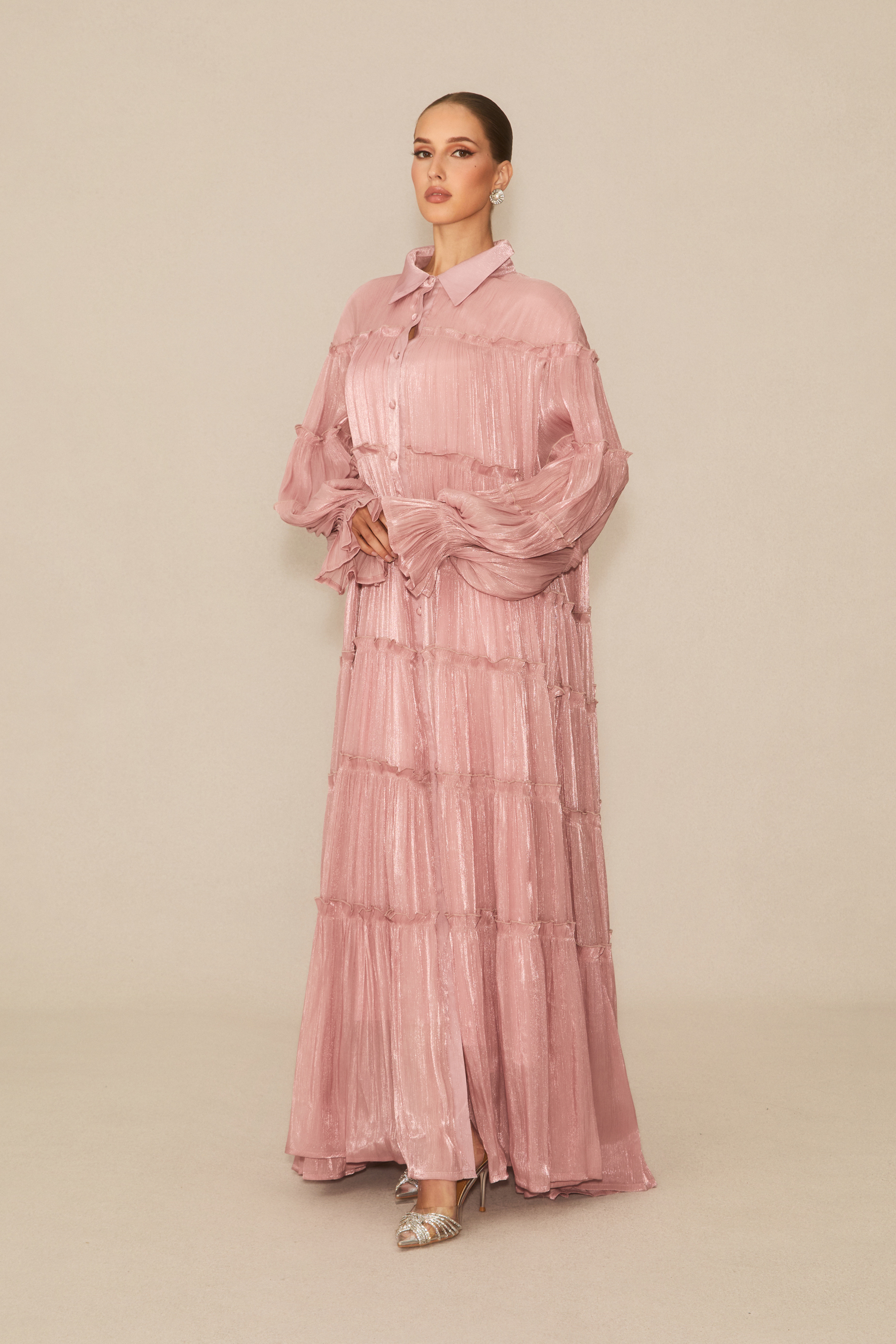 Exceptional Moments Pink Pleated Maxi Dress