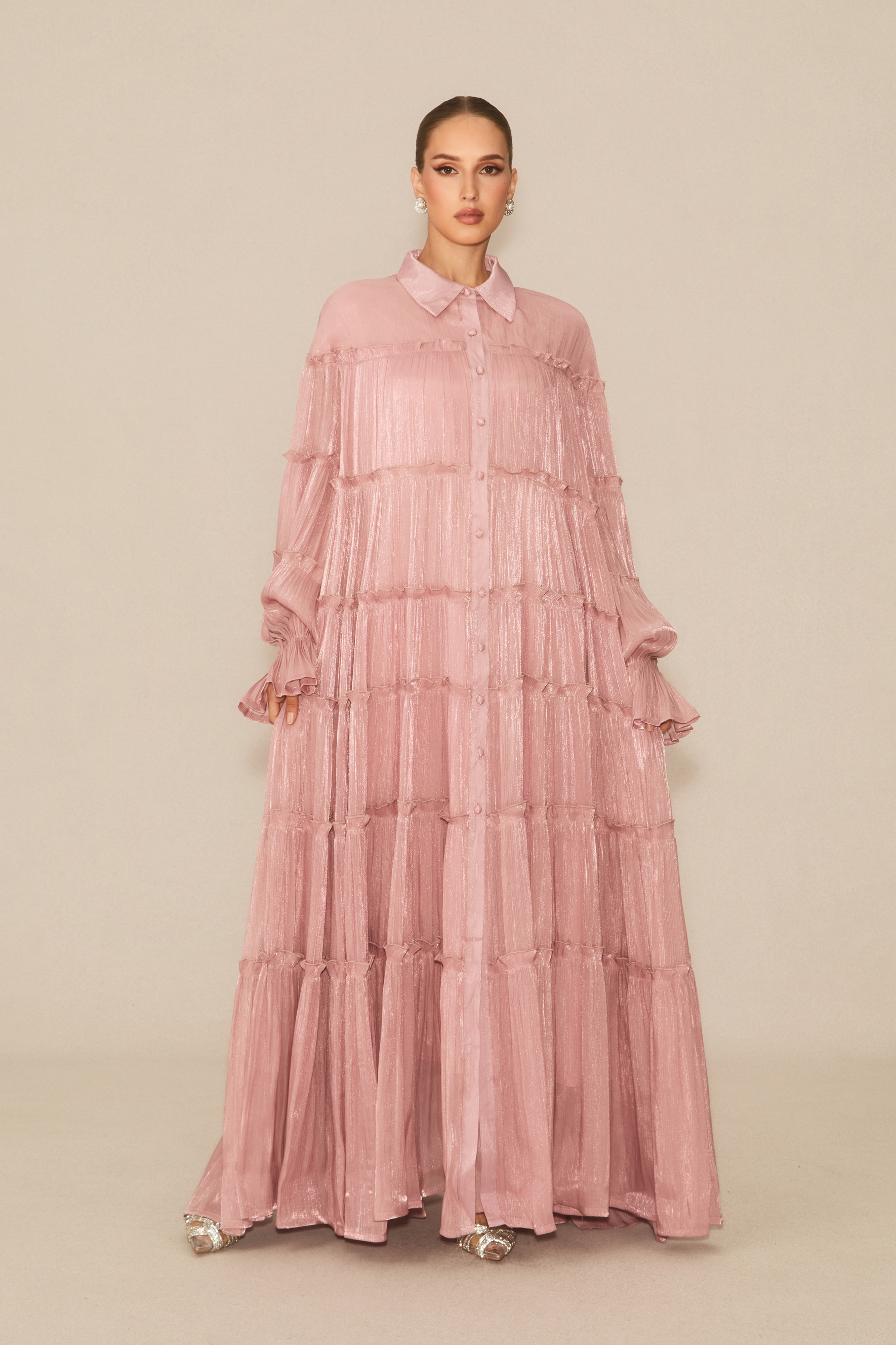 Exceptional Moments Pink Pleated Maxi Dress