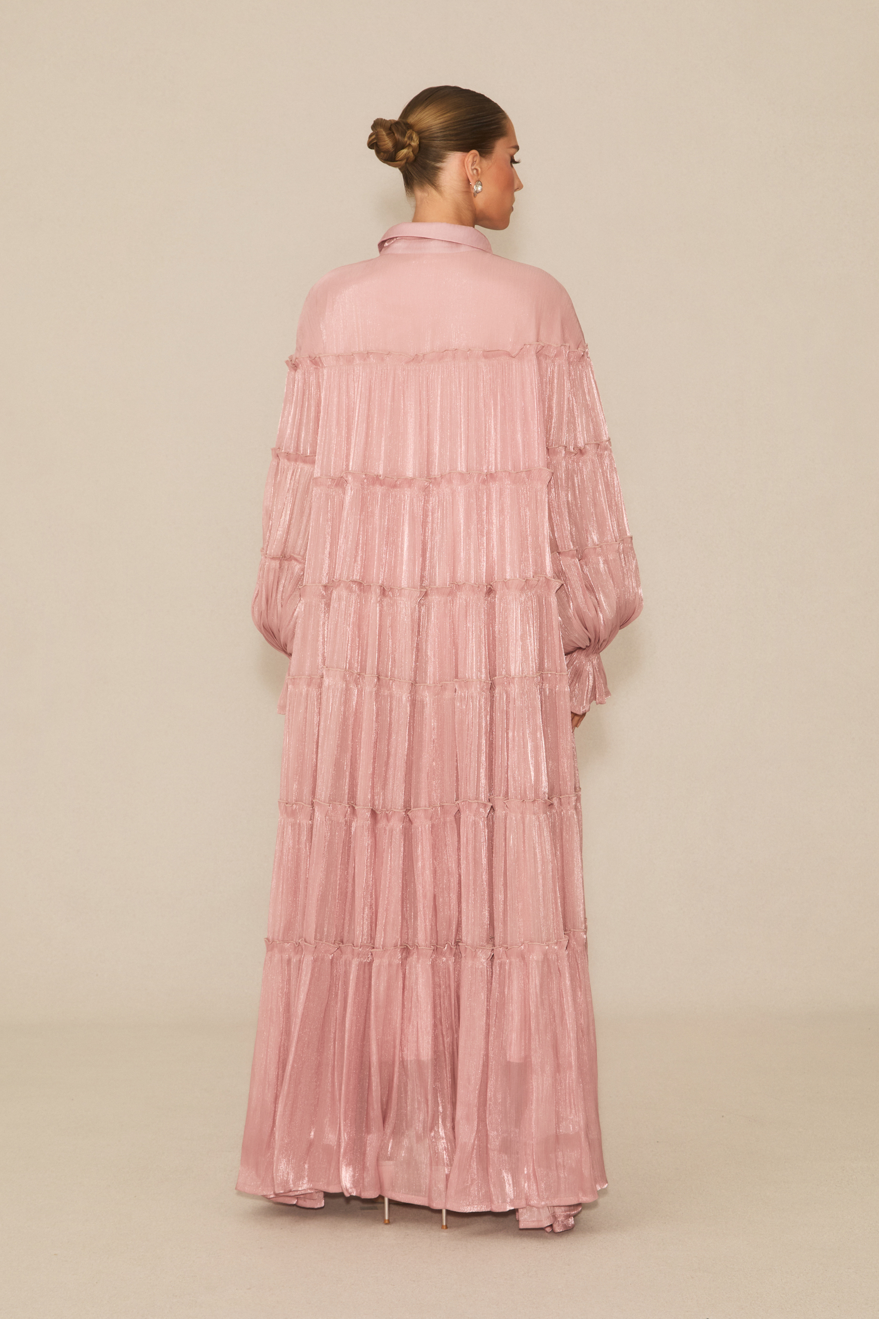 Exceptional Moments Pink Pleated Maxi Dress