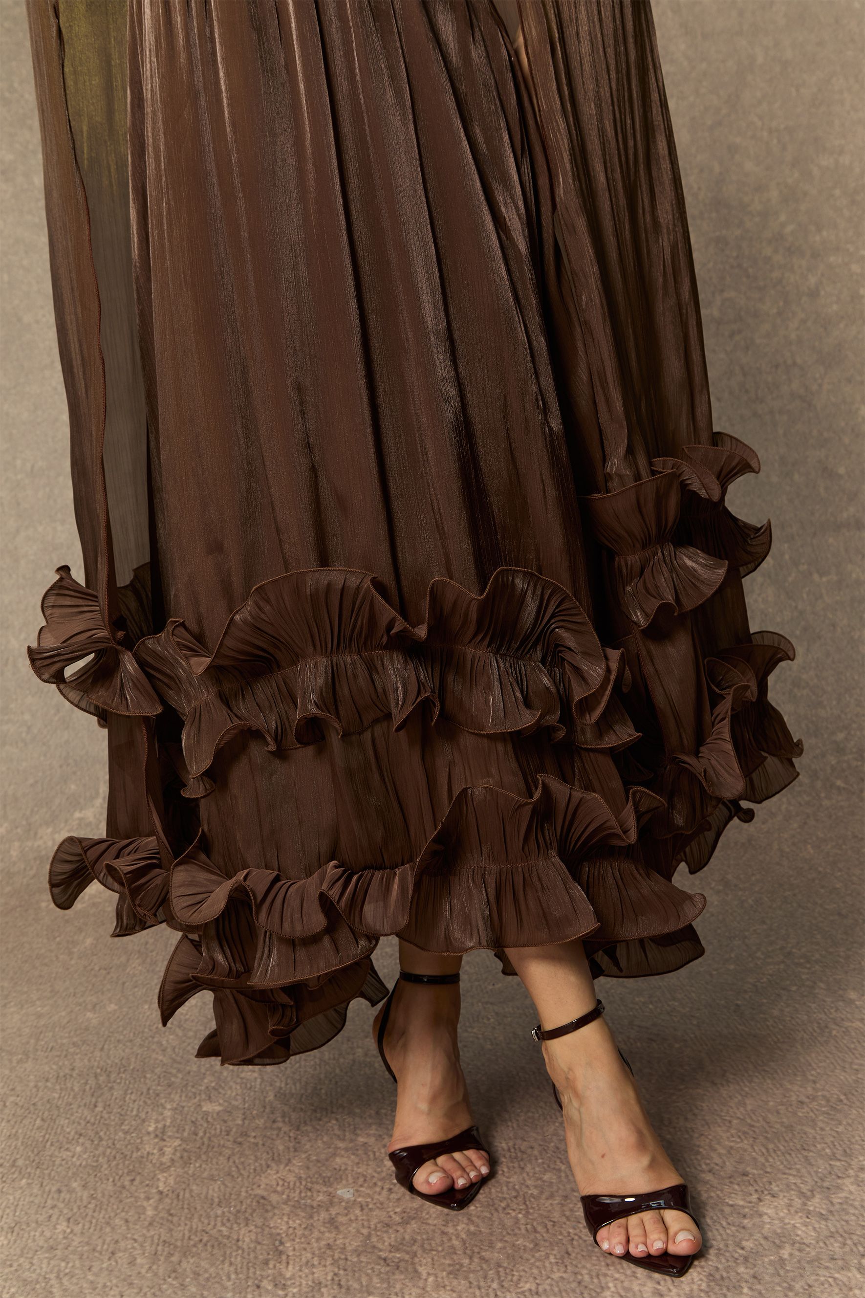 Shirley Cape-effect Ruffled Midi Dress