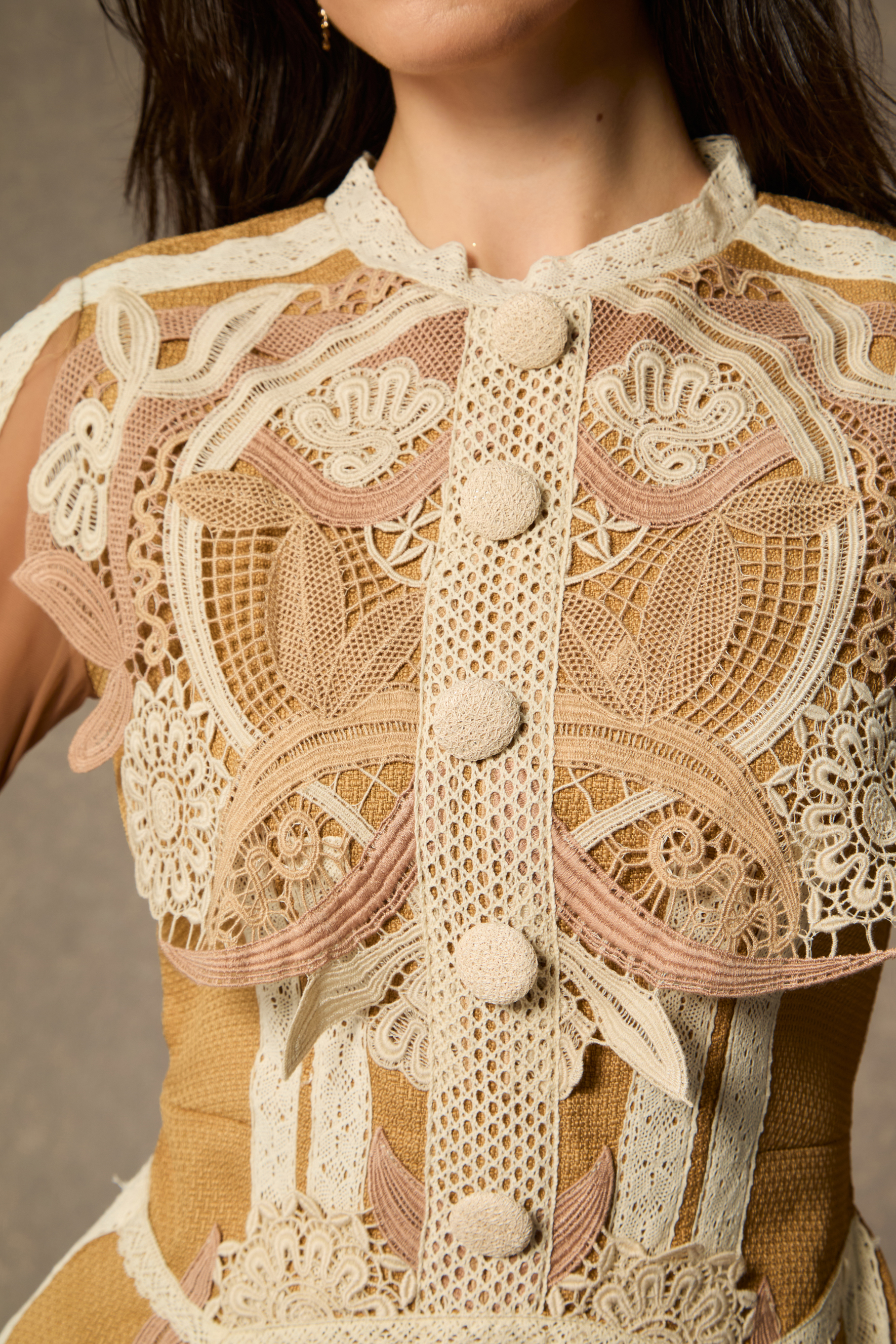 Virginia Embroidery Lace Long Sleeve Mini Dress