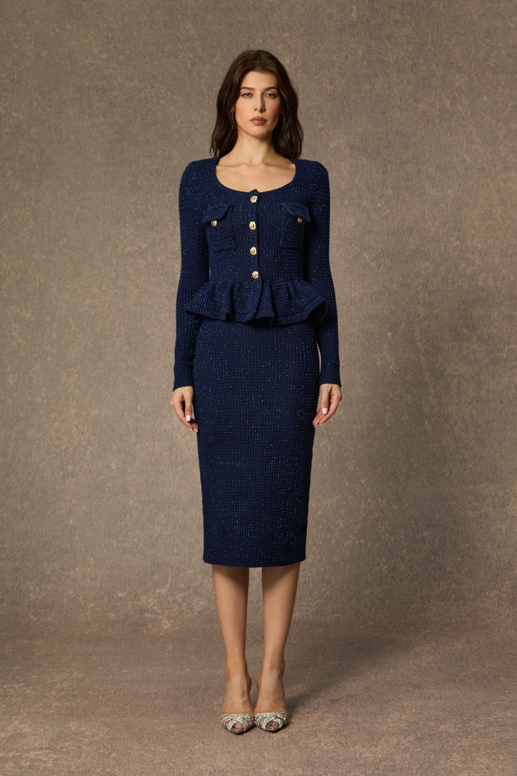 Best Date Ever Blue Square Neck Ruffled Midi Dress