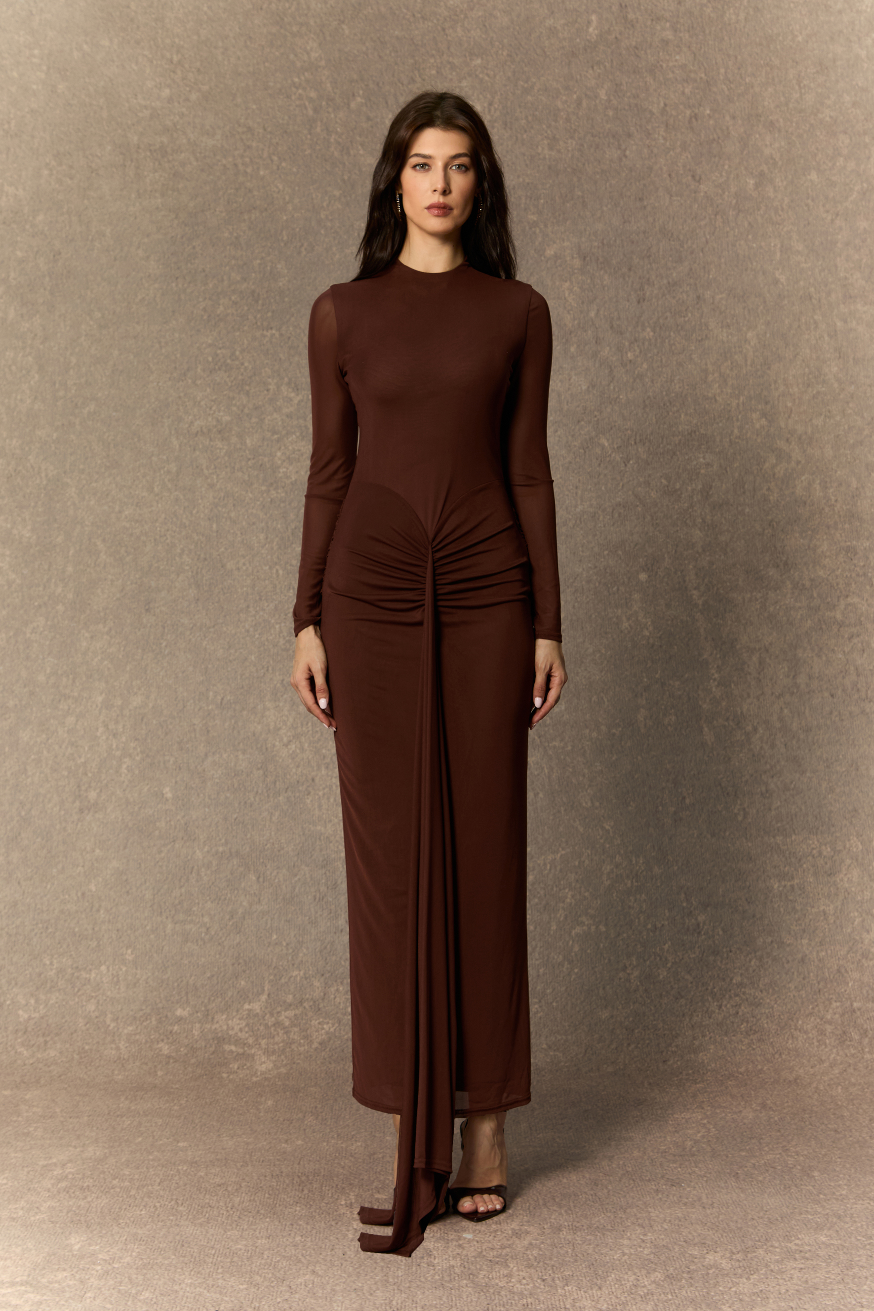 Alexis Long Sleeve Draped Cape Maxi Dress