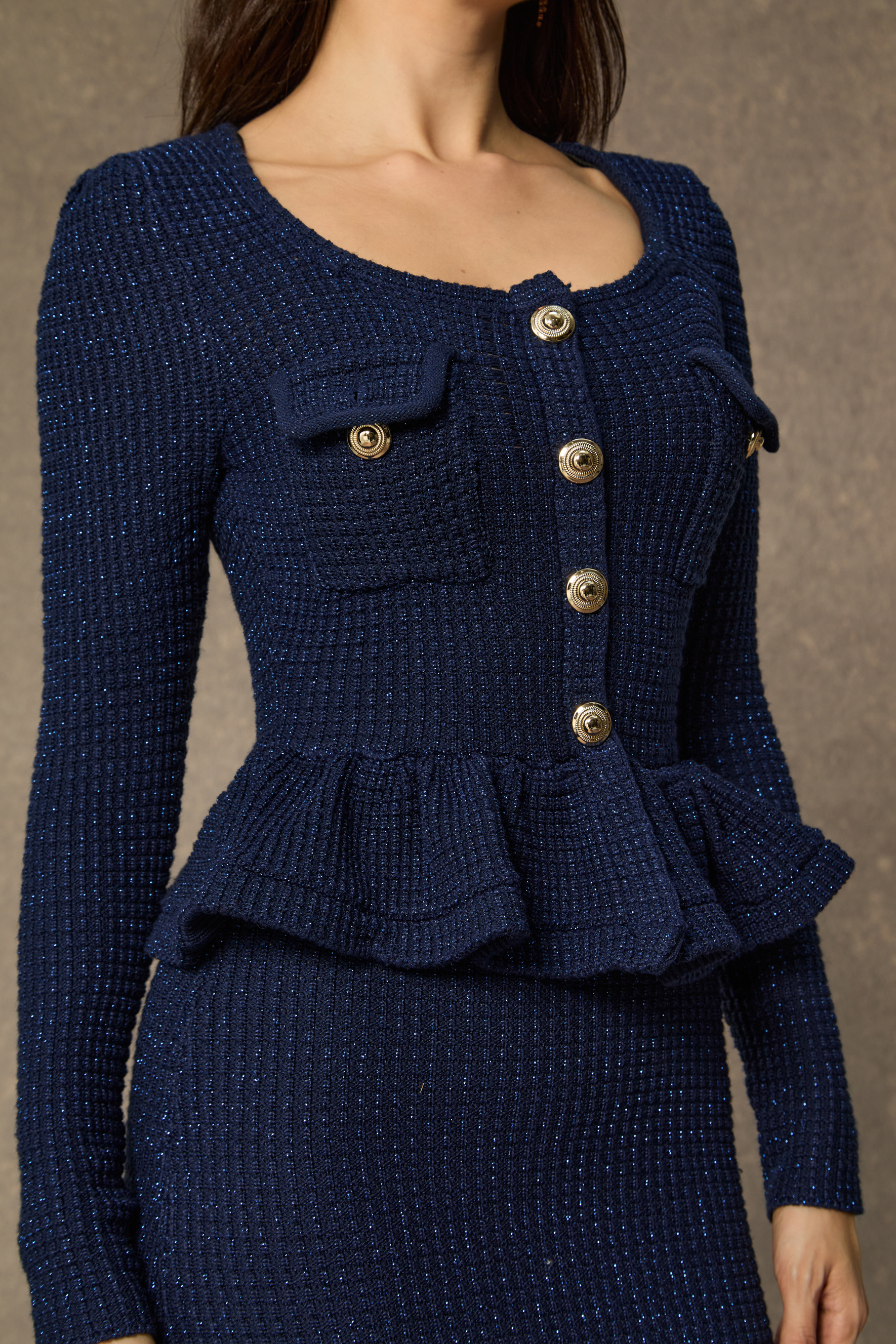 Best Date Ever Blue Square Neck Ruffled Midi Dress