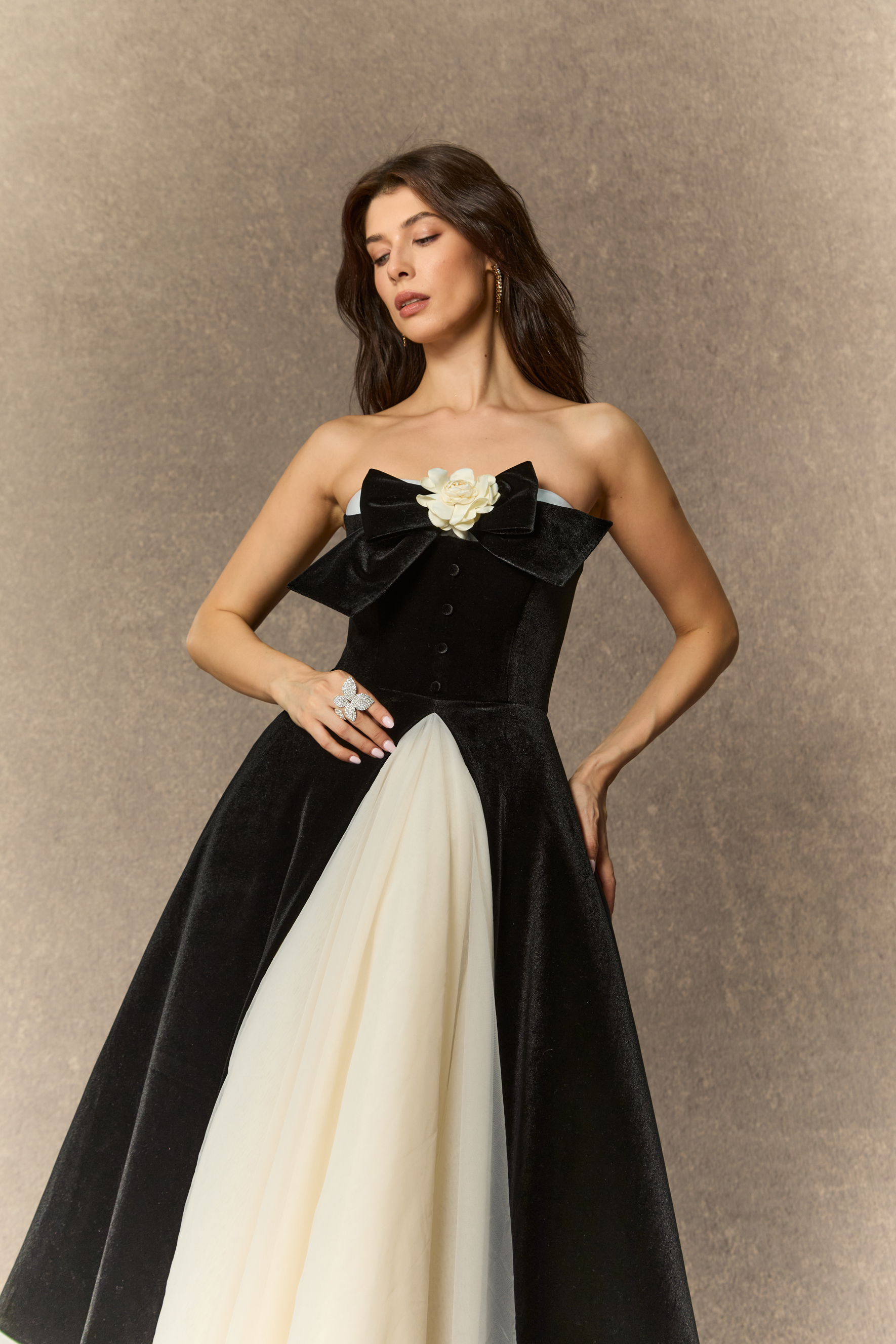 Fabulous Phenomenon Black Velvet Bow Contrast Midi Dress