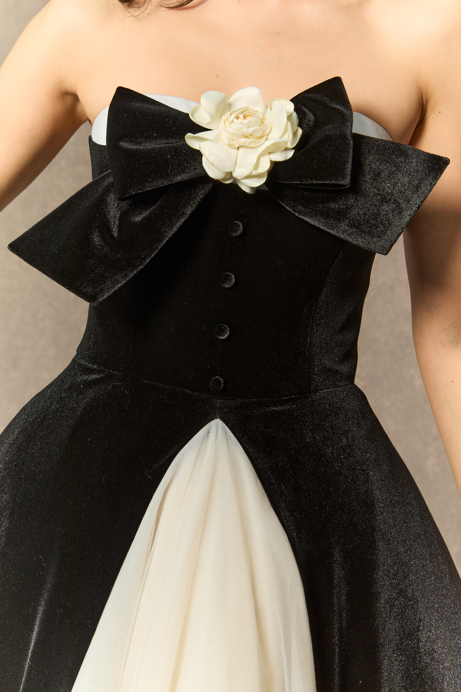 Fabulous Phenomenon Black Velvet Bow Contrast Midi Dress