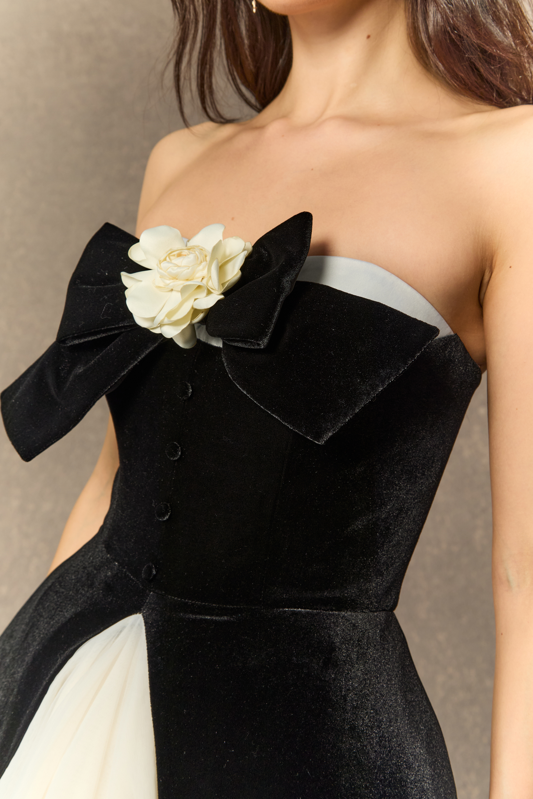 Fabulous Phenomenon Black Velvet Bow Contrast Midi Dress