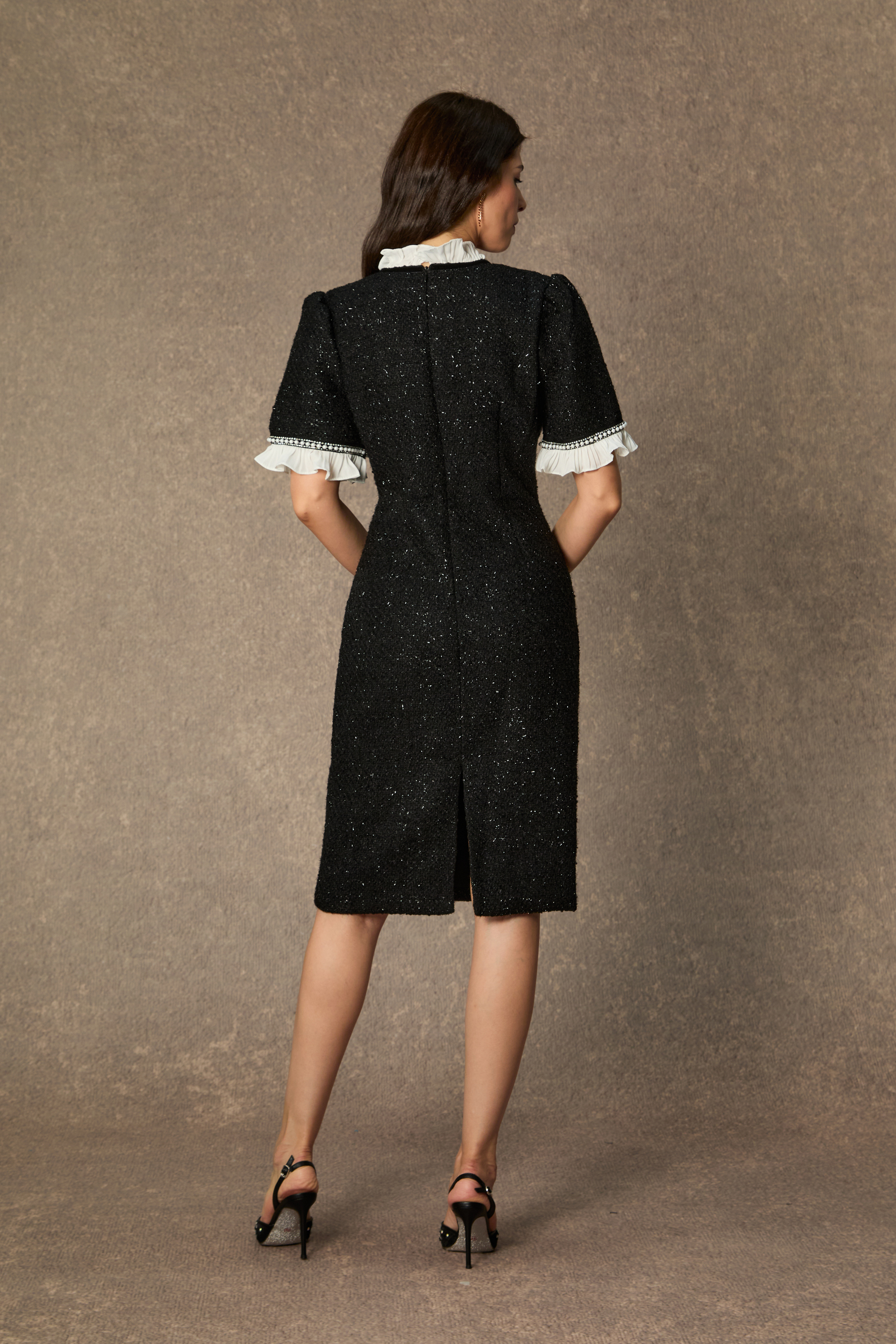 Precious And Perfect White Velvet Bow Ruffled Mini Dress