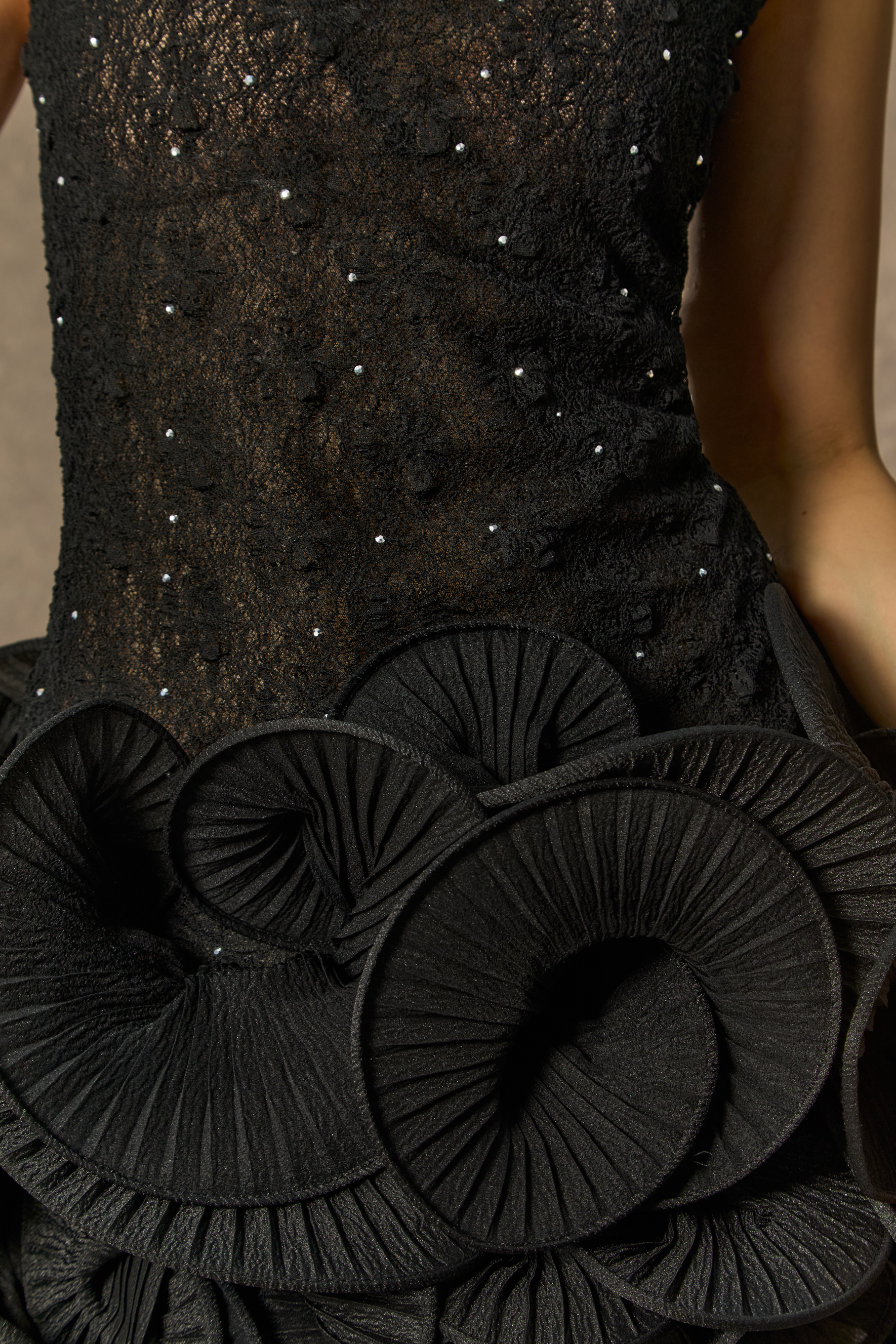 Show Stopping Black 3D Floral Embellished Lace Mini Dress