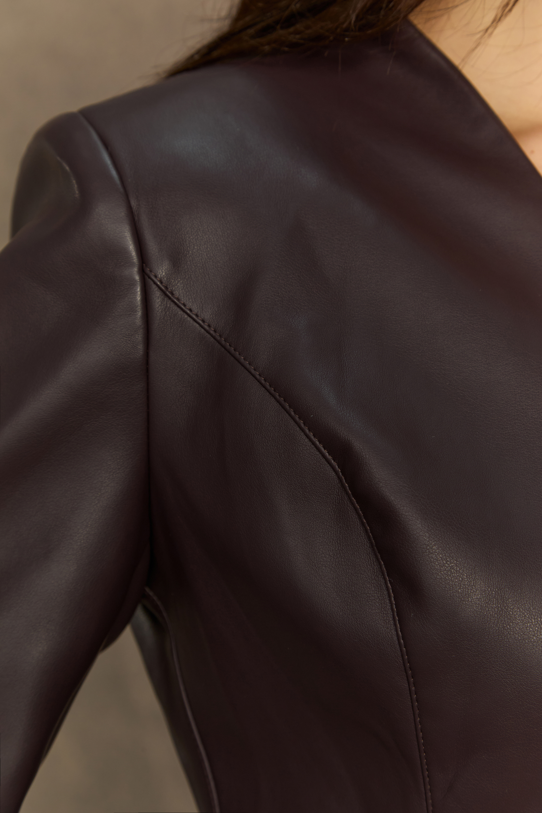 Iconic Experience Brown Faux Leather Blazer Mini Dress