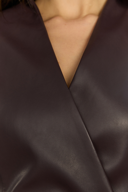 Iconic Experience Brown Faux Leather Blazer Mini Dress