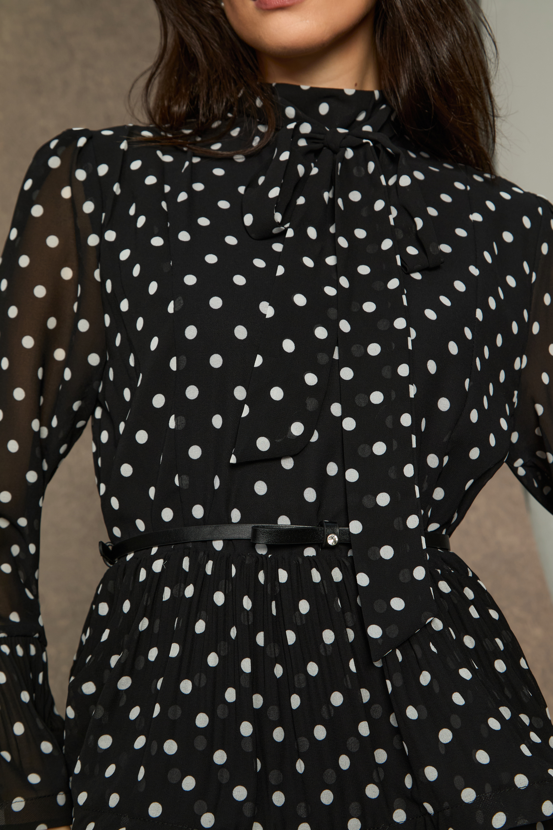 Modest Dresses: Black Polka Dot Tiered Ruffle Maxi Dress for